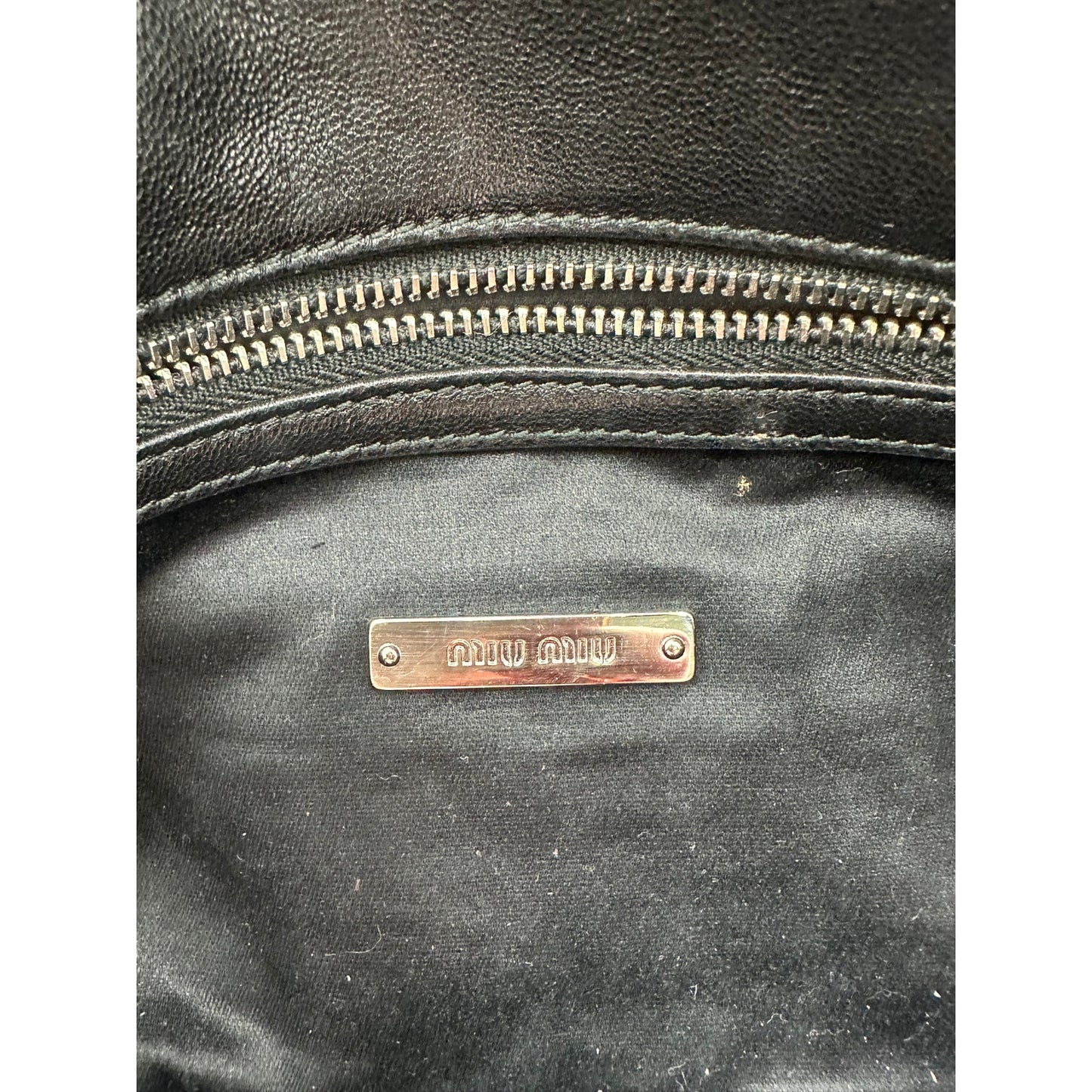 Miu Miu Leather Quilted Matelassé Crystal Shoulder Bag