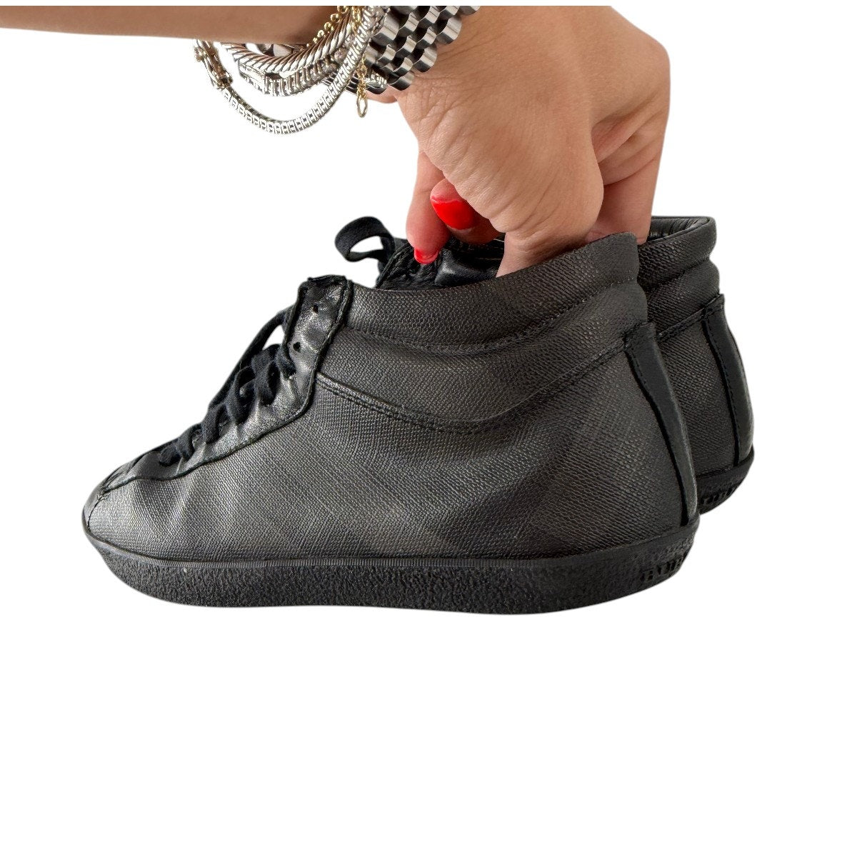 Burberry Smoked Check Milton High Top Sneakers Smoked