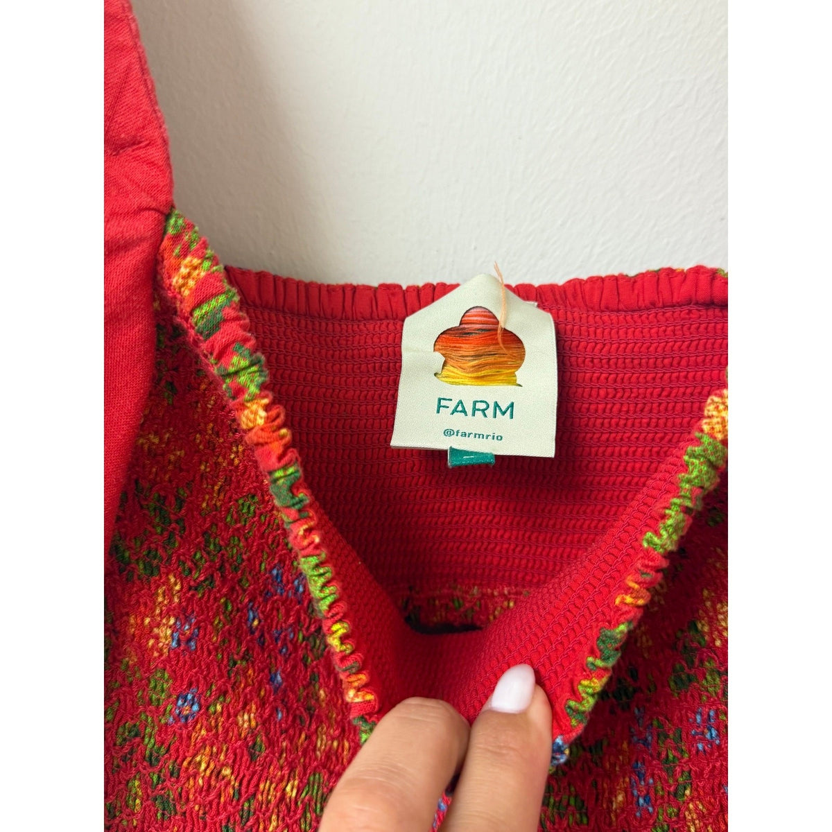 Farm Rio Red Ruffle Smocked Romper Tropical Romance Women's Size M
