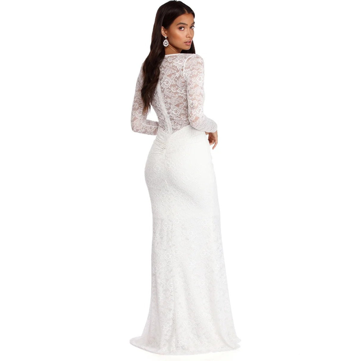 Windsor Delilah Illusion Lace Floral Embroidered Formal Maxi Dress