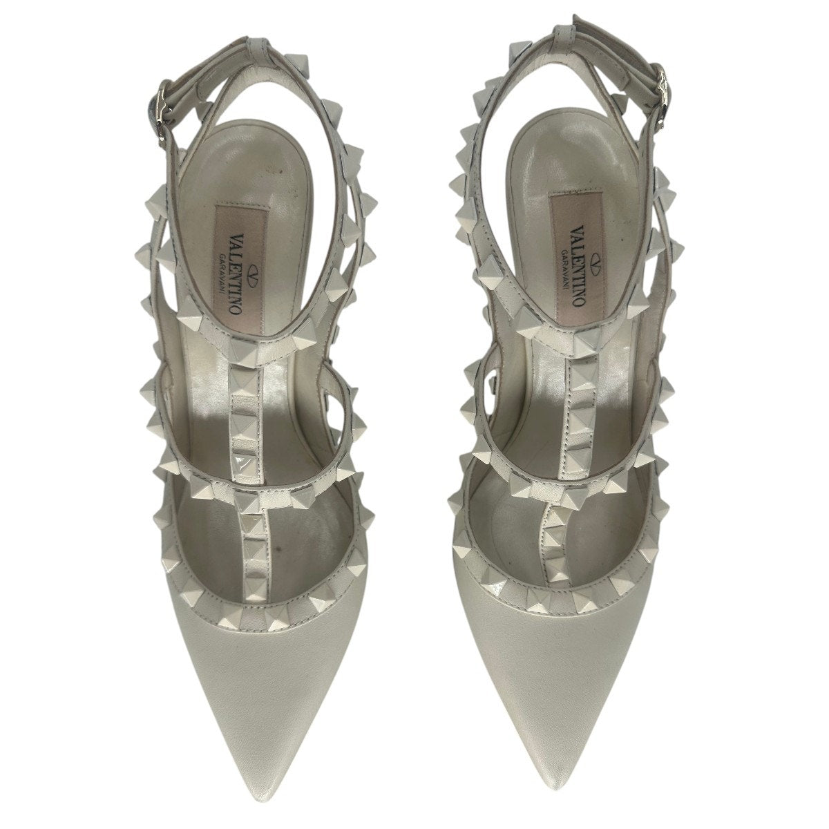 Valentino Leather Rockstud Ankle Strap Pointed Toe Sandals