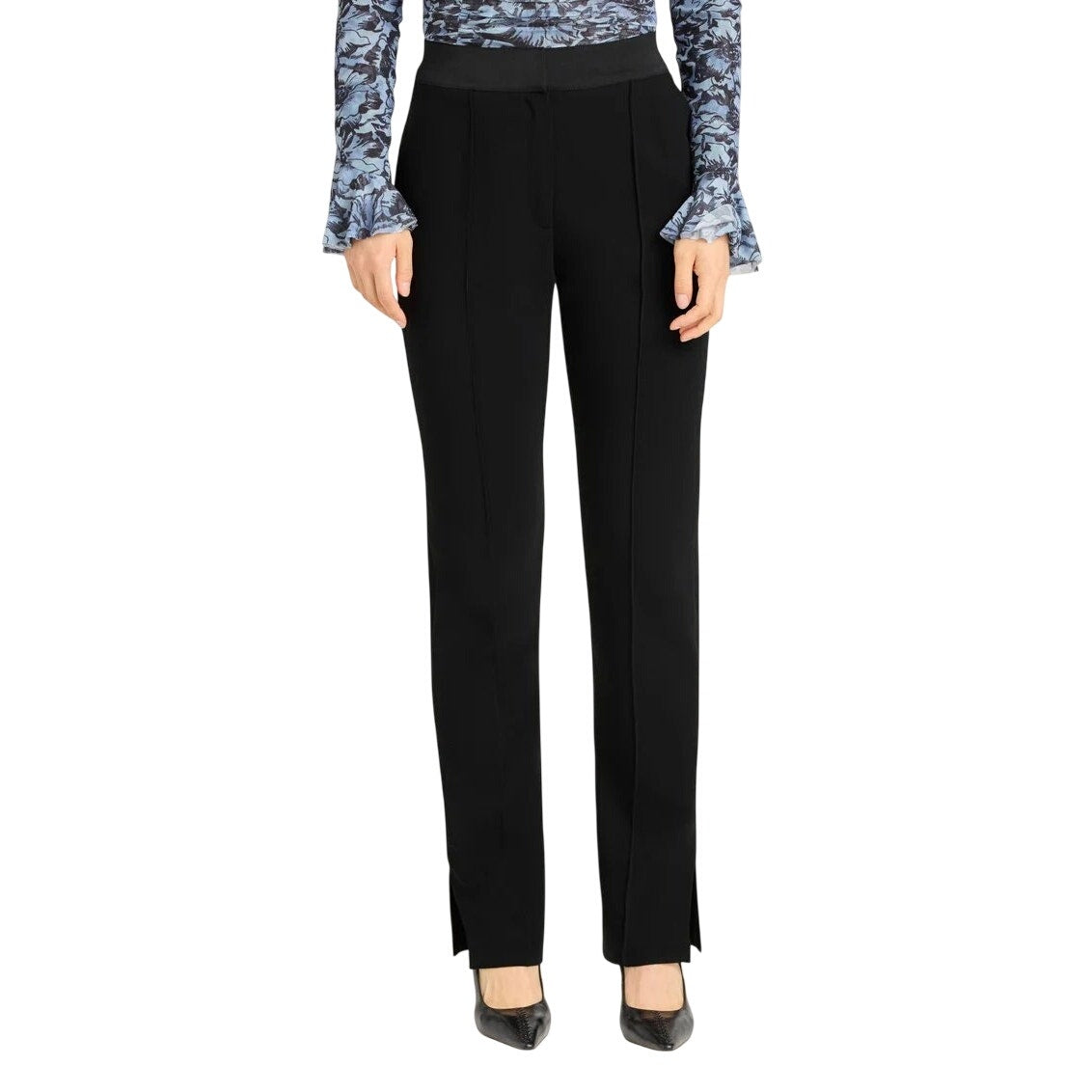 Cinq à Sept Black Alliston Pleated Straight Leg Finn Pants Women's