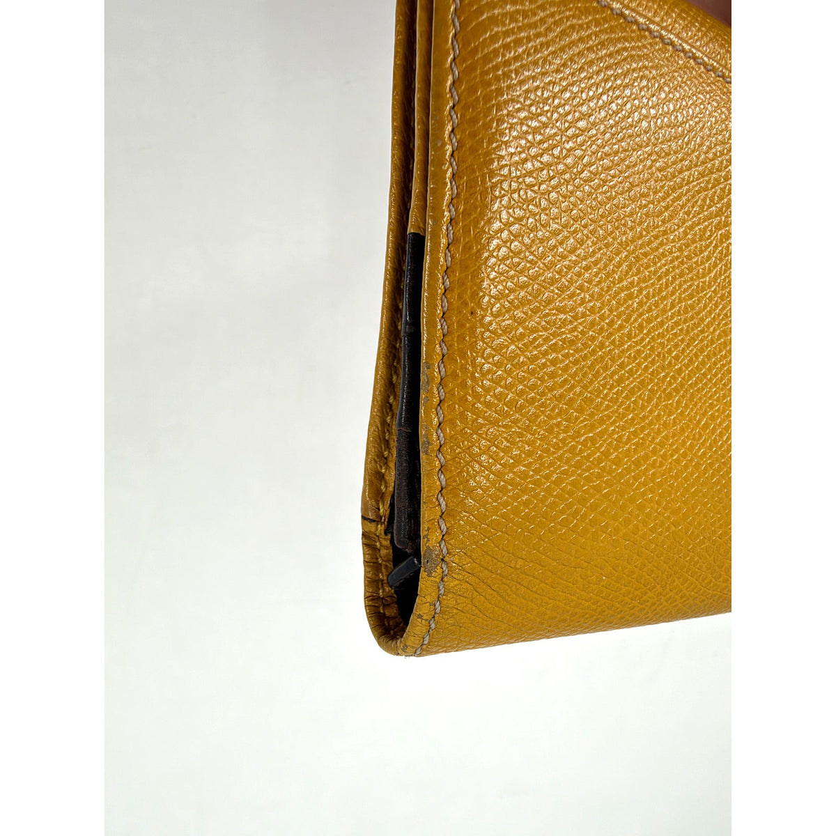 Loewe Anagram Grained Leather Long Flap Wallet Mustard Yellow