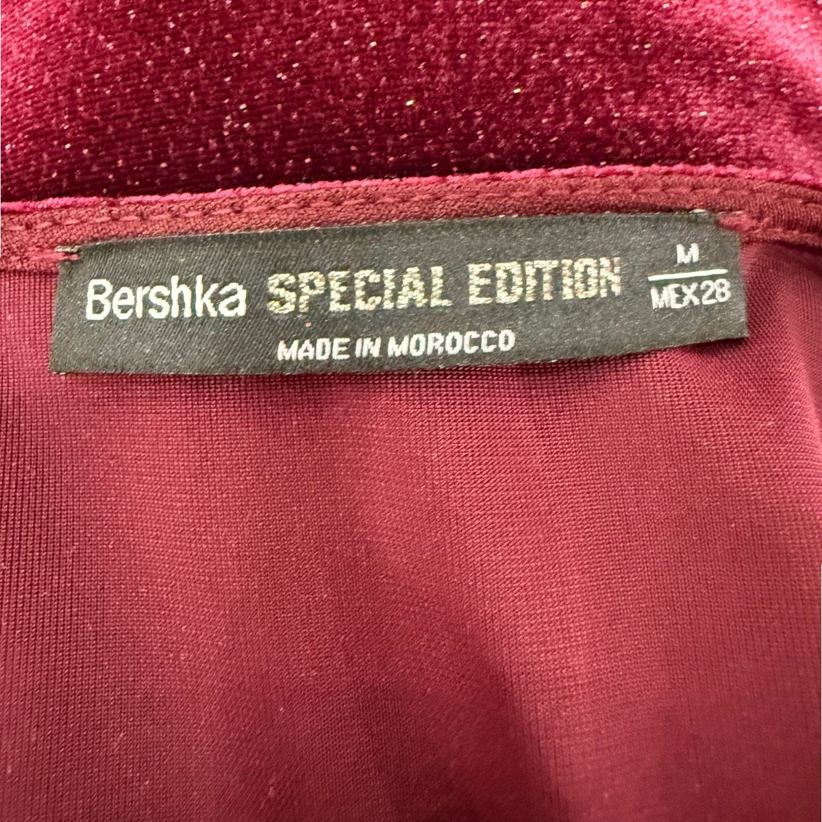 Bershka Special Edition Burgundy Velvet Long Sleeve Maxi Dress