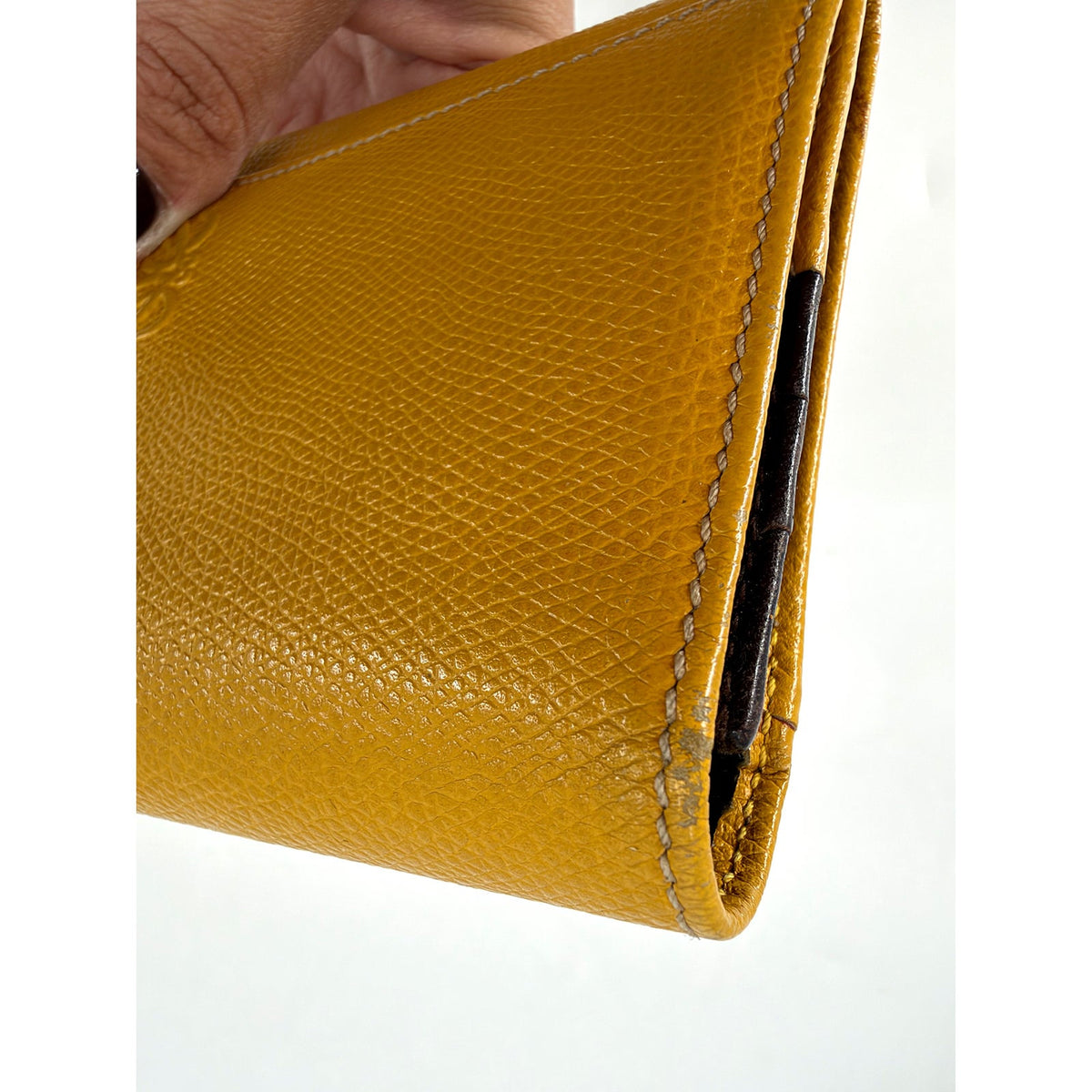 Loewe Anagram Grained Leather Long Flap Wallet Mustard Yellow