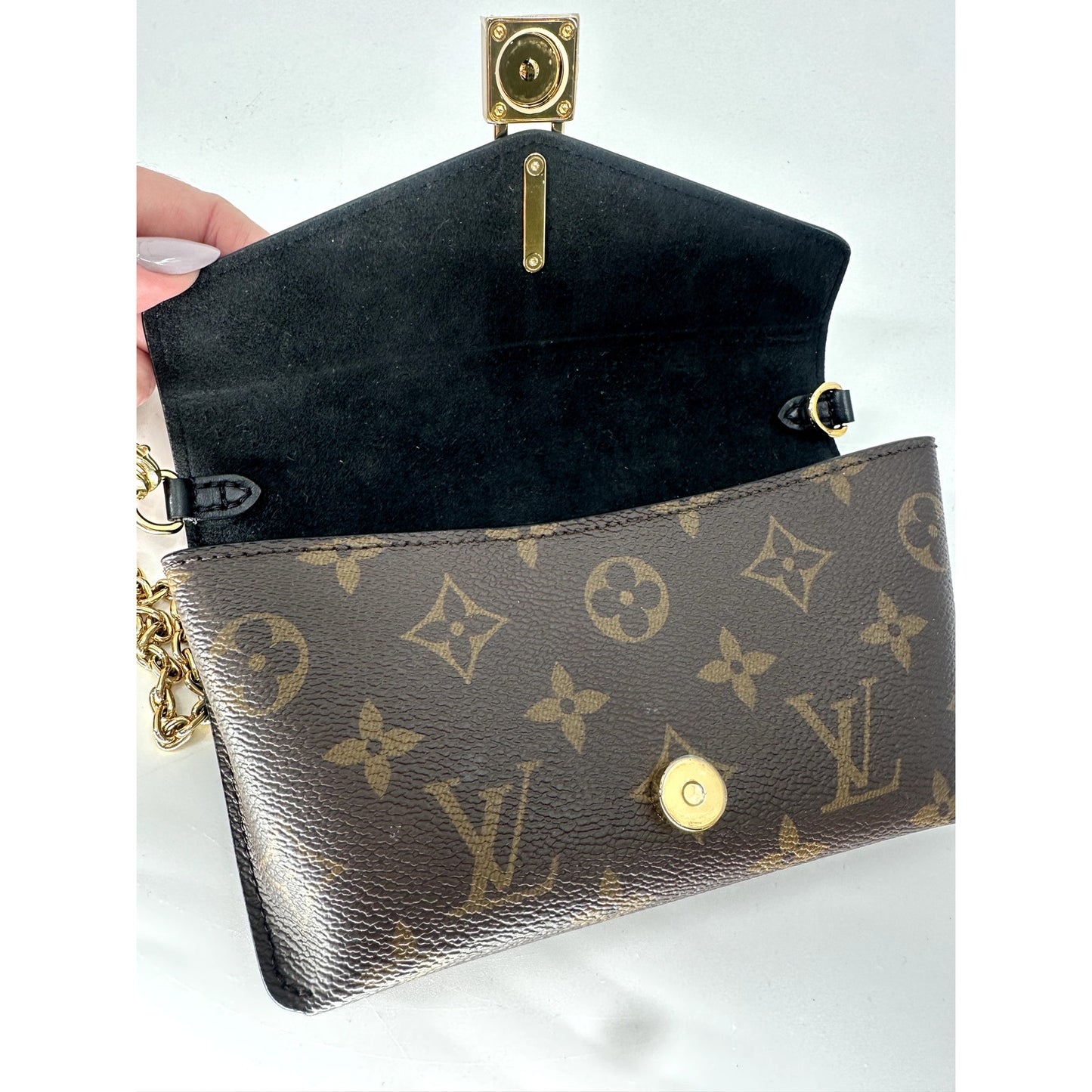 Louis Vuitton Leather Canvas Monogram Padlock On Strap Crossbody Bag
