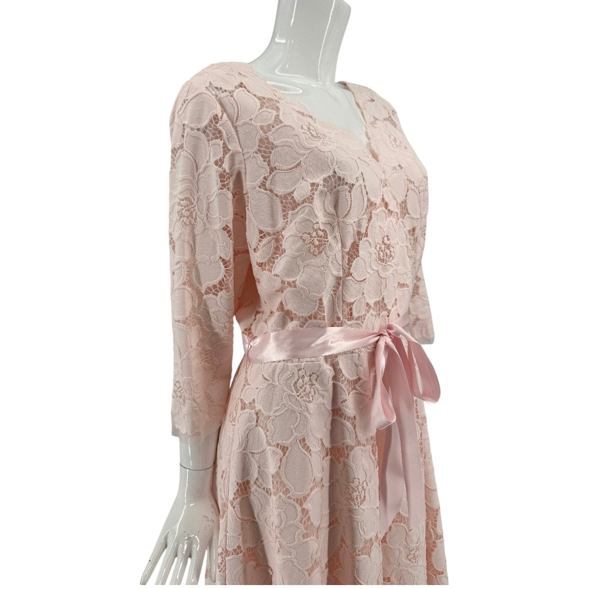 Rickie Freeman Teri Jon Blush Pink Lace Tulle Fit Flare Midi Dress
