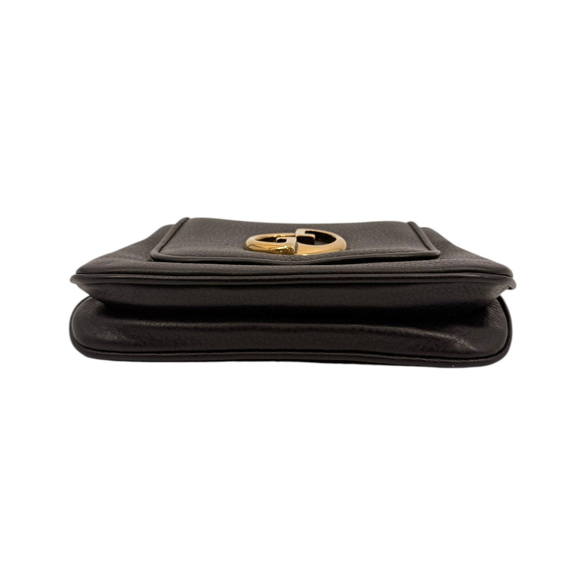 Gucci 1973 Pebbled Leather Gold Tone Chain Shoulder Bag Black Women's Designer