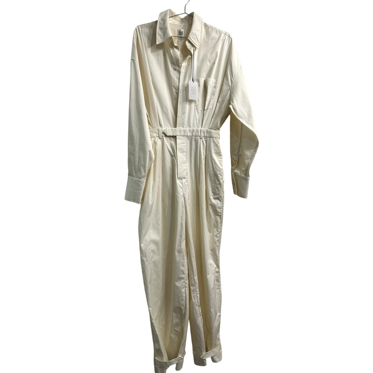 Helsa Cotton Collared Long Sleeve Paperbag Jumpsuit