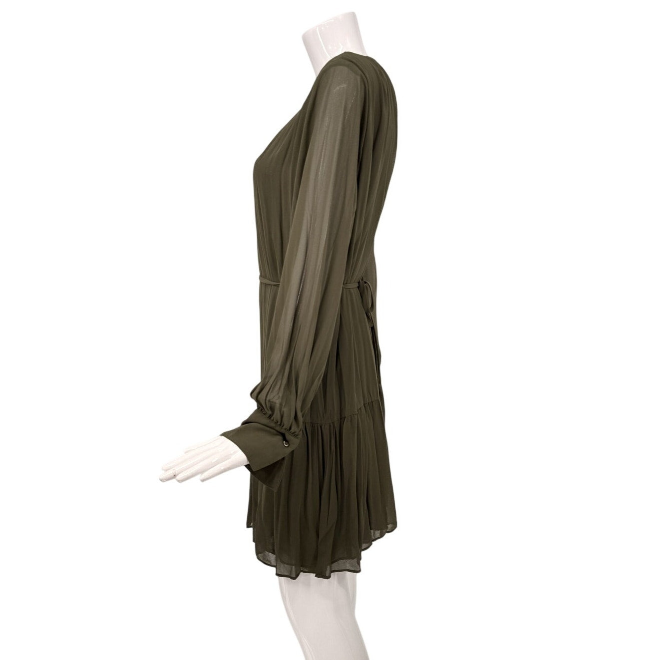 Mango Pleated A-Line Long Sleeves Mini Dress