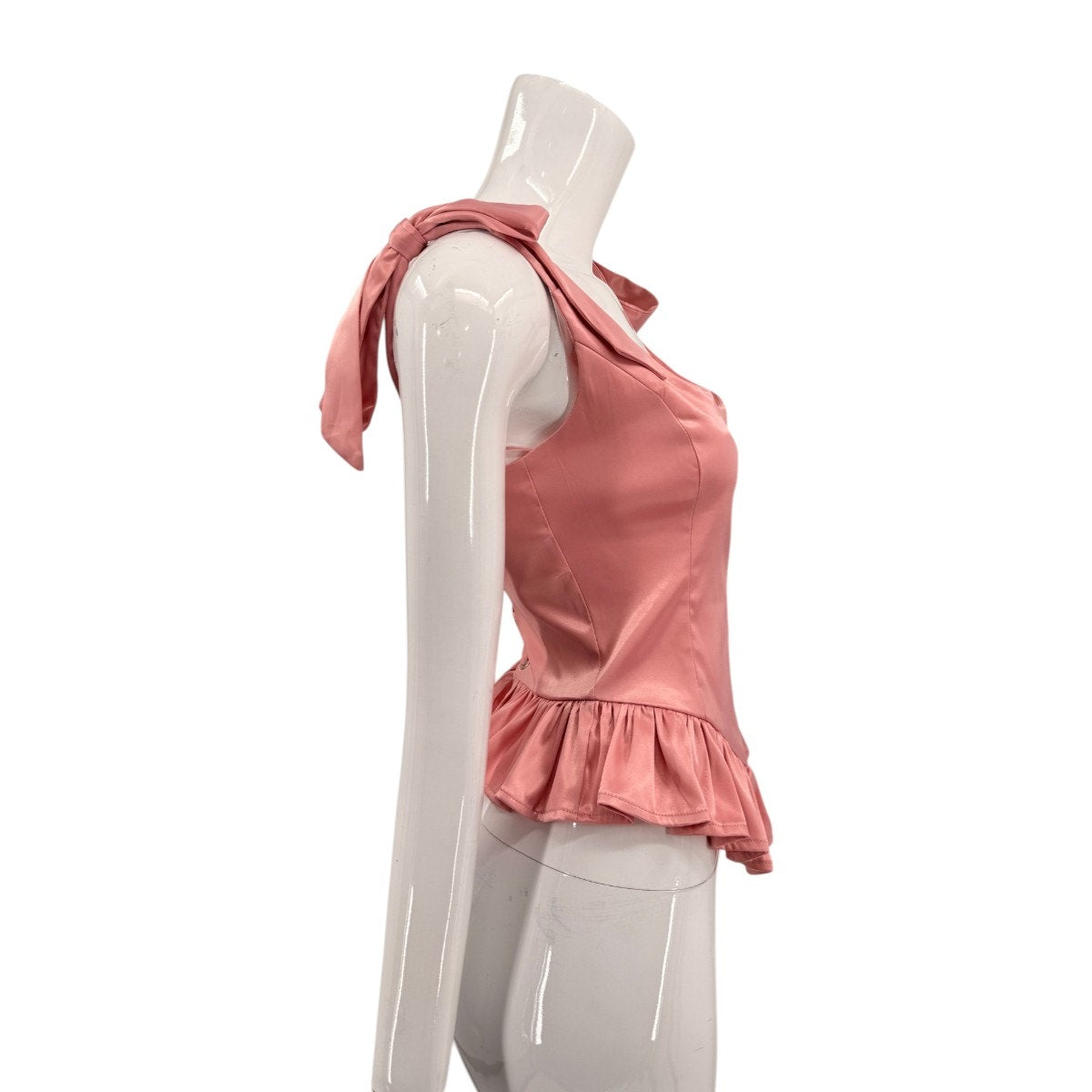 More to Come Satin Cecilia Ruffle Hem Sleeveless Corset Top