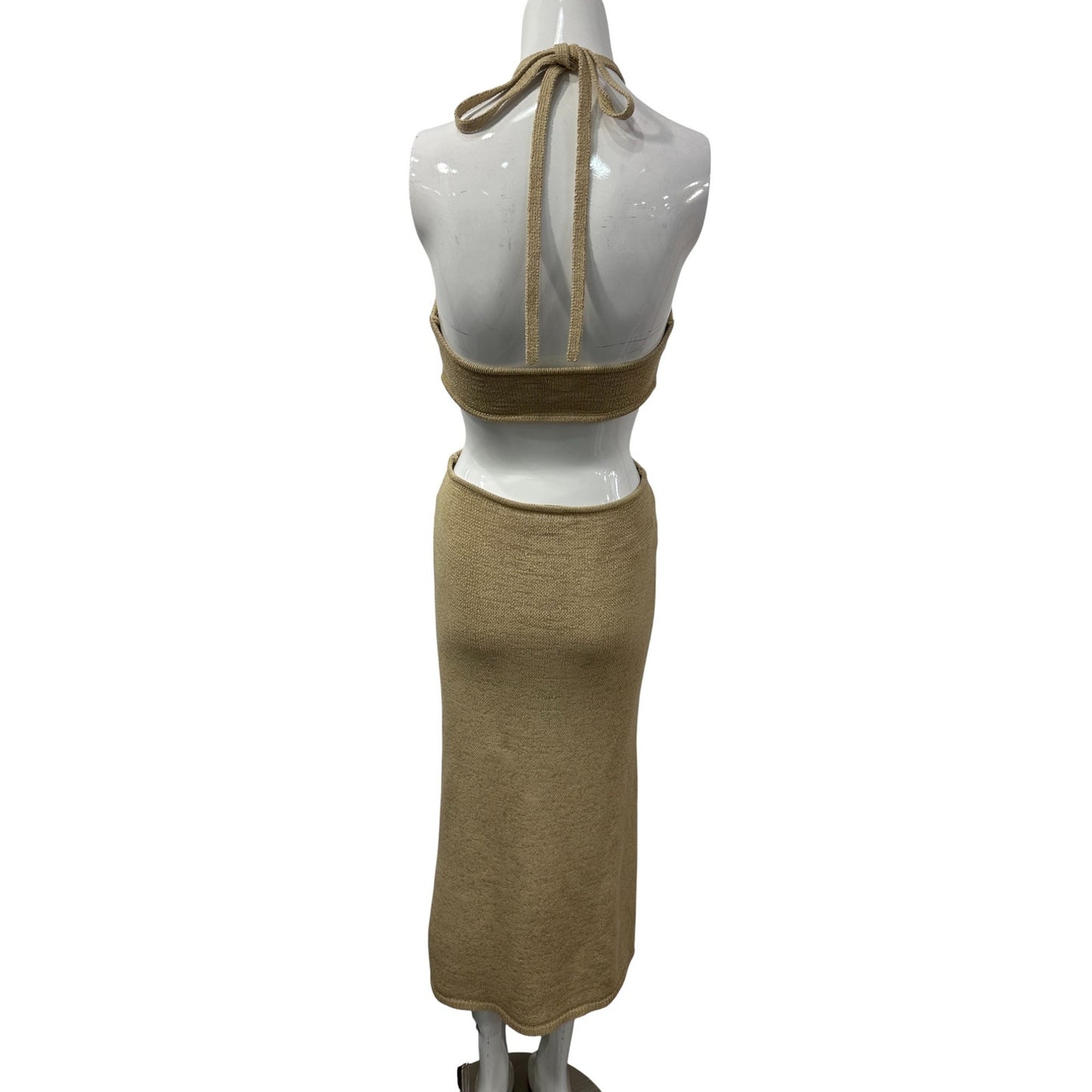 Cult Gaia Cotton Blend Knit Cut-Out Cameron Midi Dress