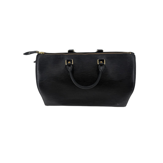 Louis Vuitton Epi Leather Speedy 35 Black Noir Top Handle Bag Vintage