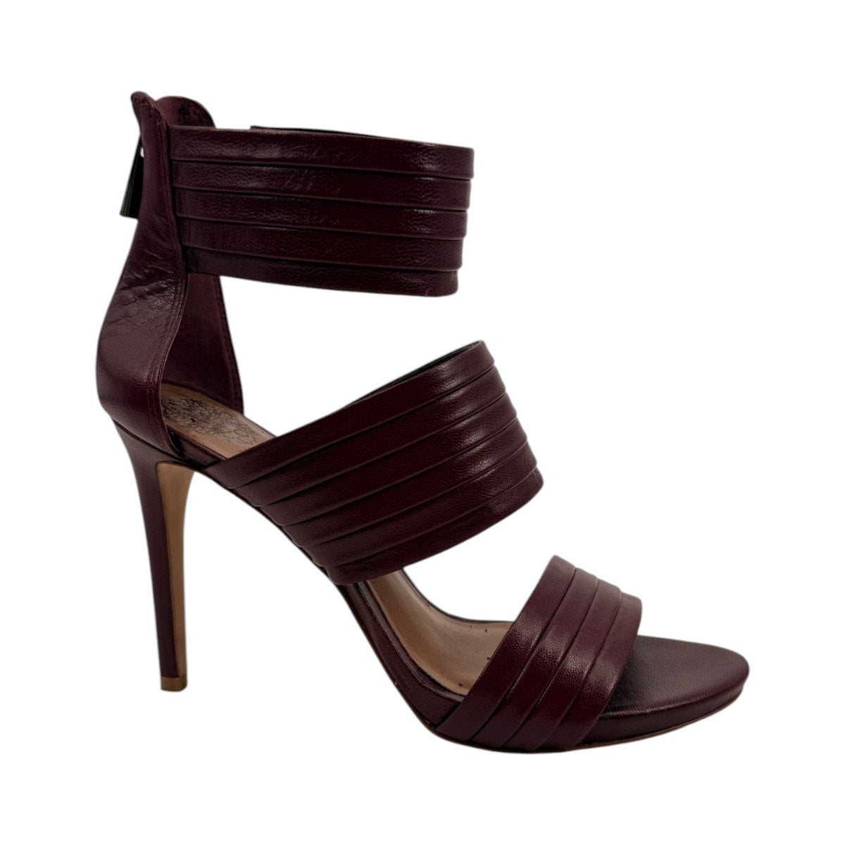 Vince Camuto Burgundy Multi-Strap Stiletto Sandals