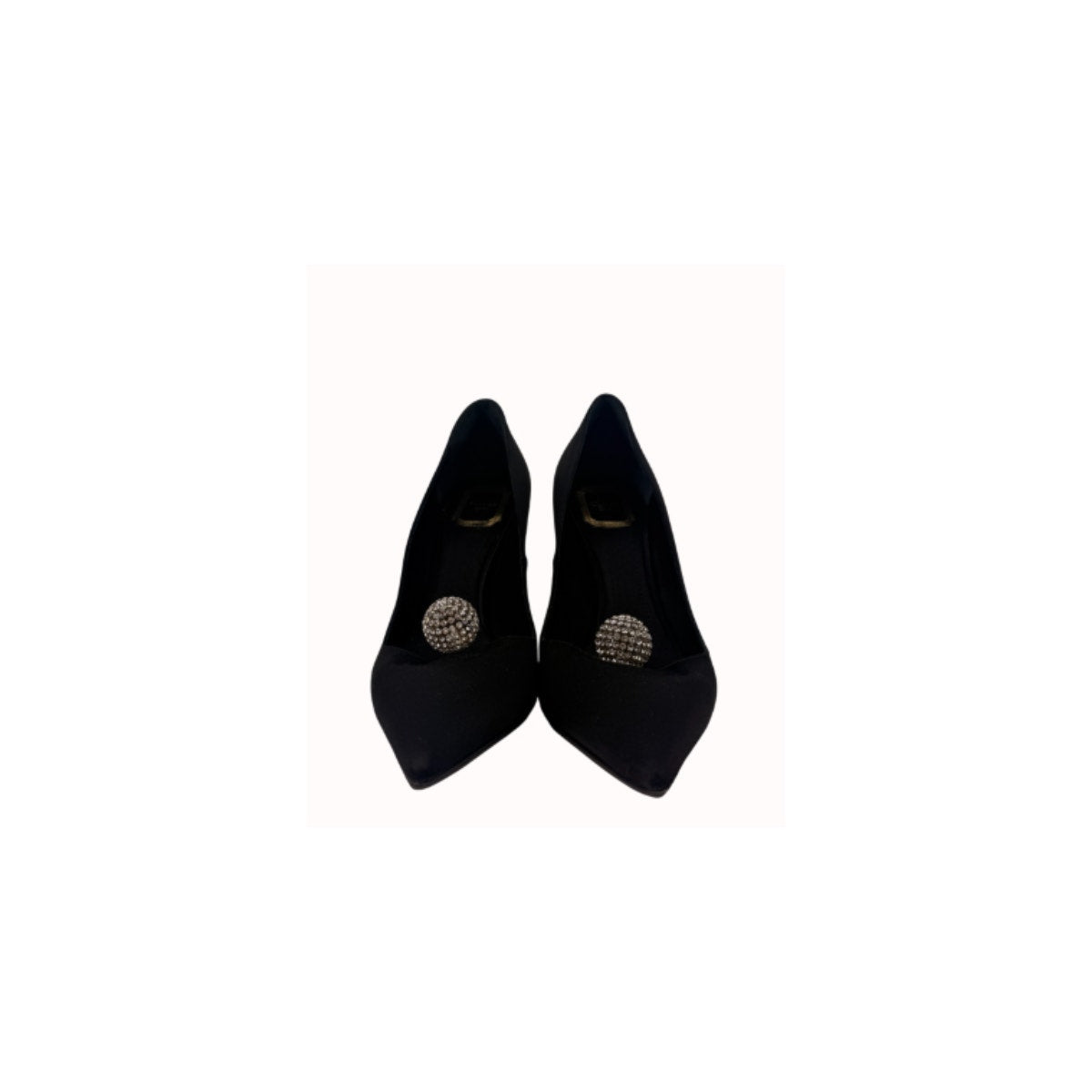 Christian Dior Black Satin Disco Ball Pointed Toe Pumps Italy