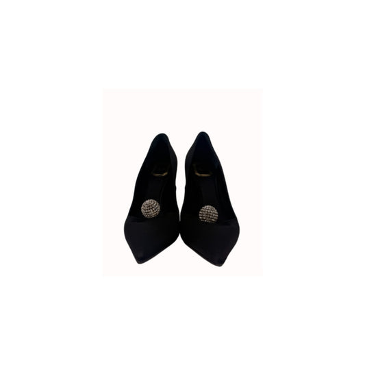 Christian Dior Black Satin Disco Ball Pointed Toe Pumps Italy