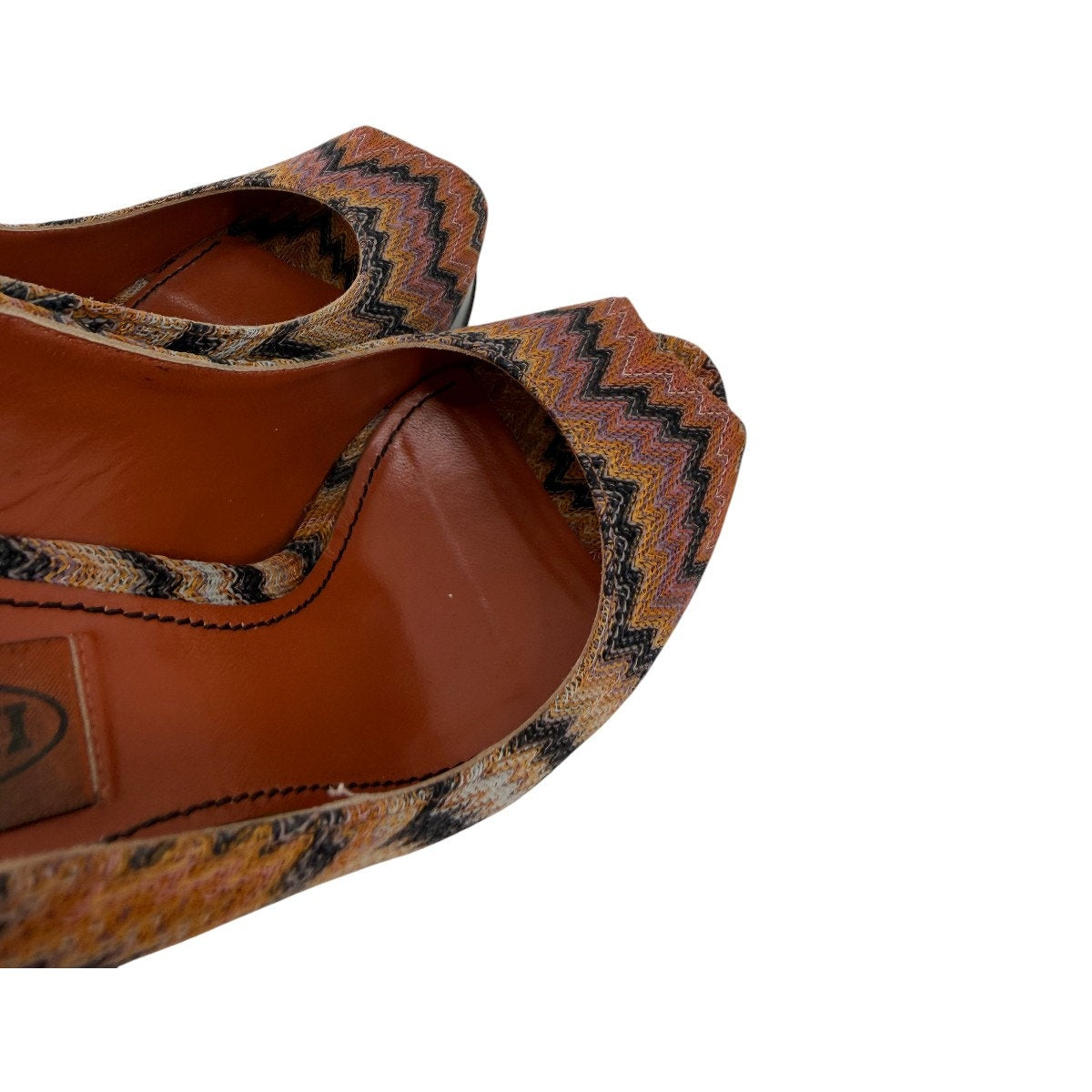 Missoni Knit Fabric Peep Toe Platform Slingback Sandals