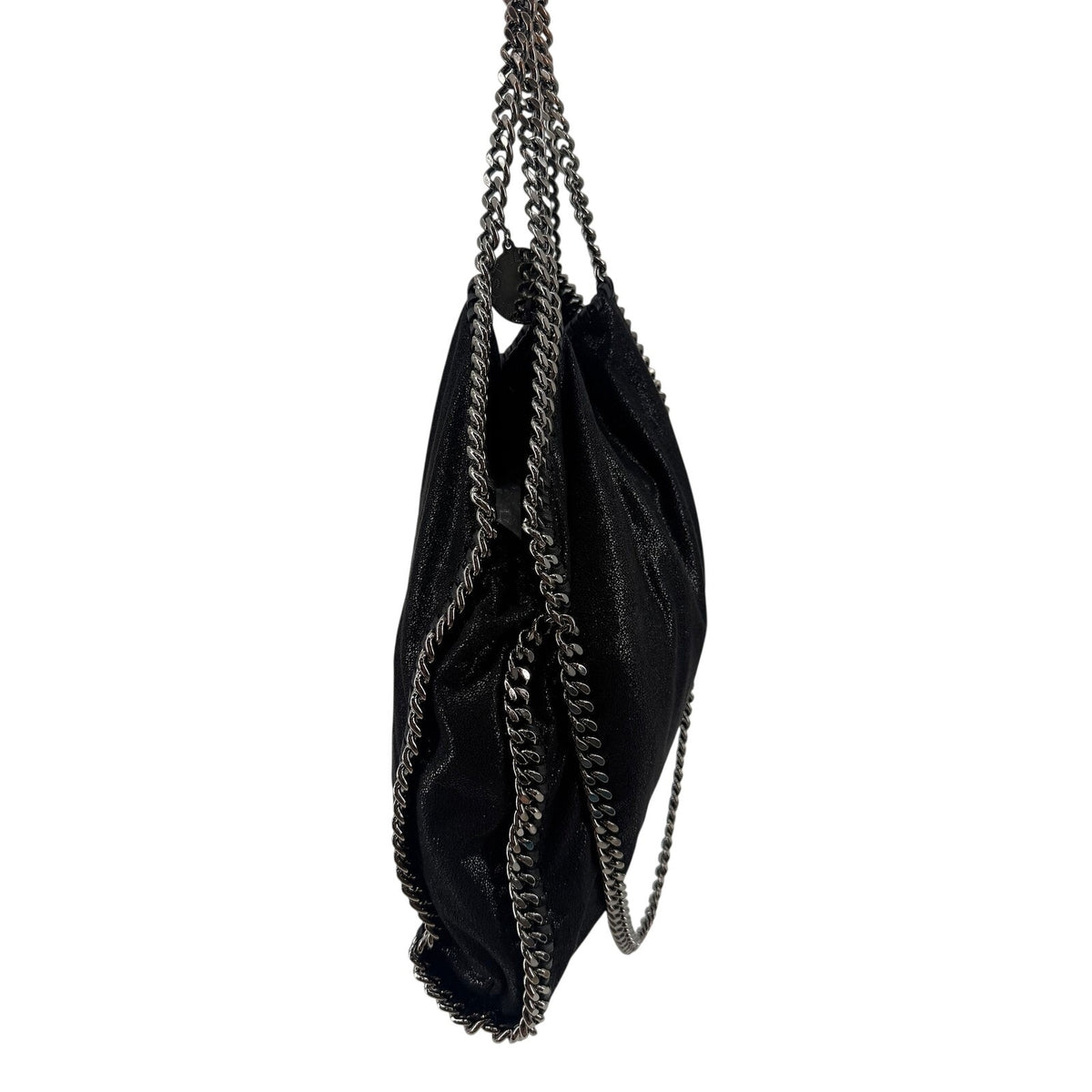 Stella McCartney Falabella Fold Over Tote Black Shaggy Deer Chain Bag