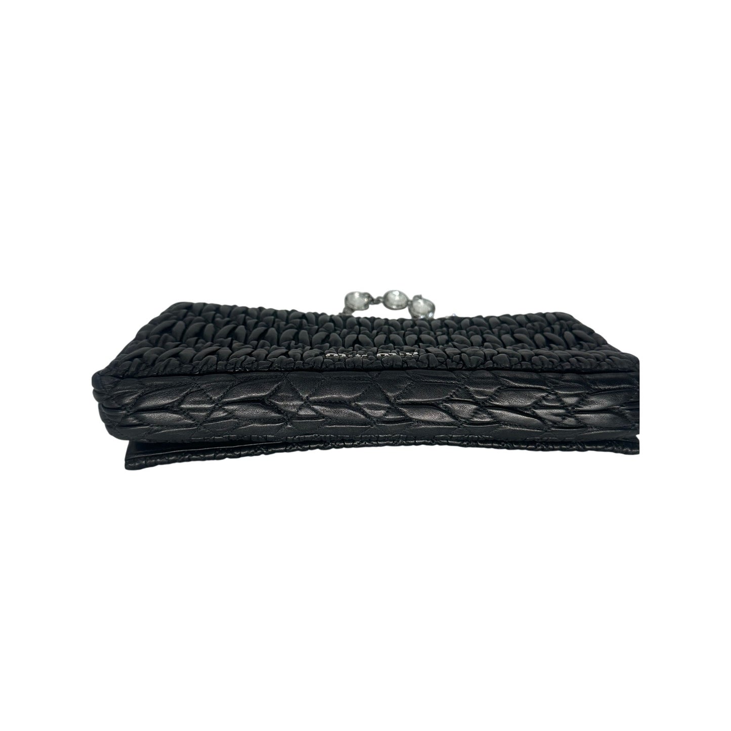 Miu Miu Leather Quilted Matelassé Crystal Shoulder Bag