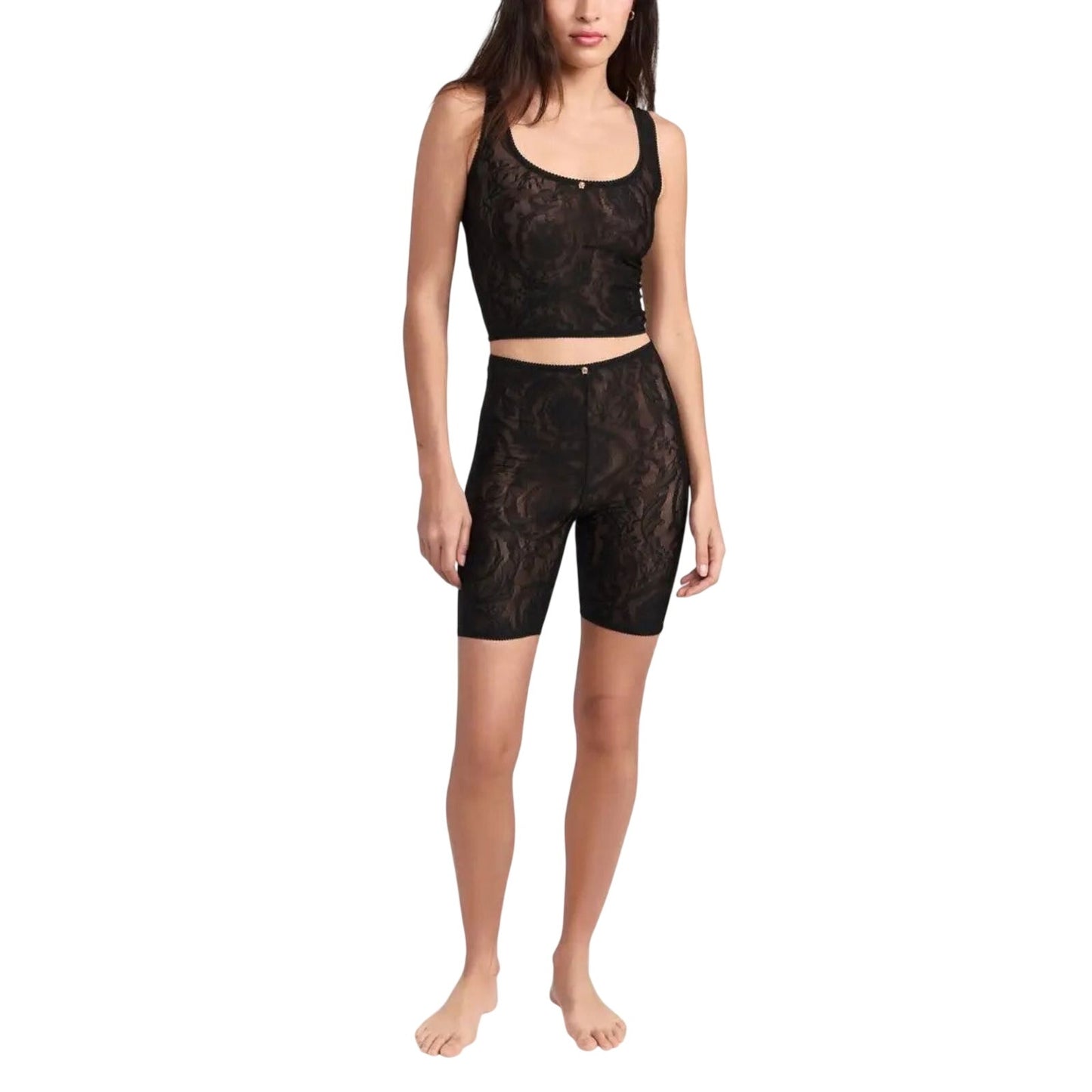 Versace Baroque Jacquard High Rise Tulle Stretch Shorts