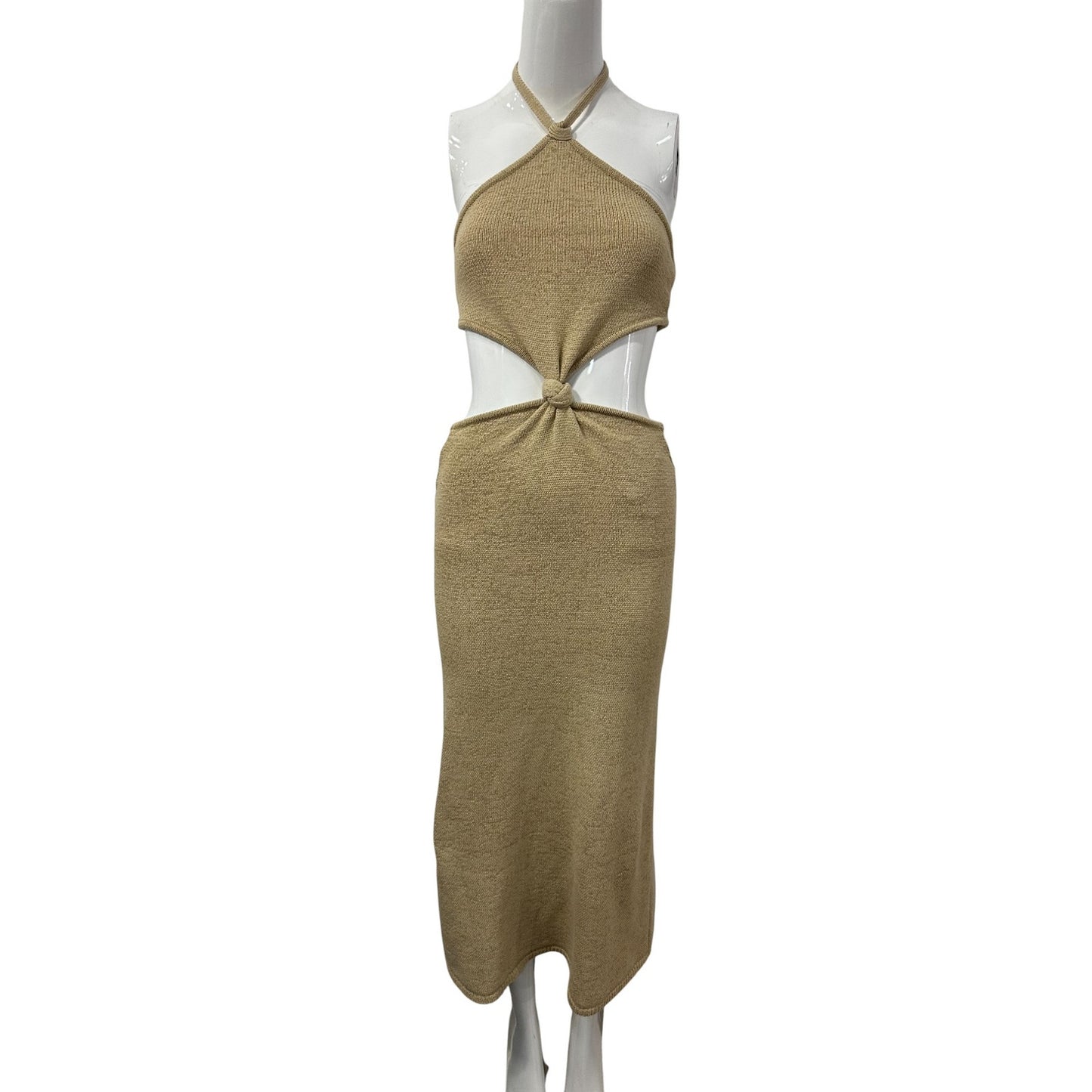 Cult Gaia Cotton Blend Knit Cut-Out Cameron Midi Dress