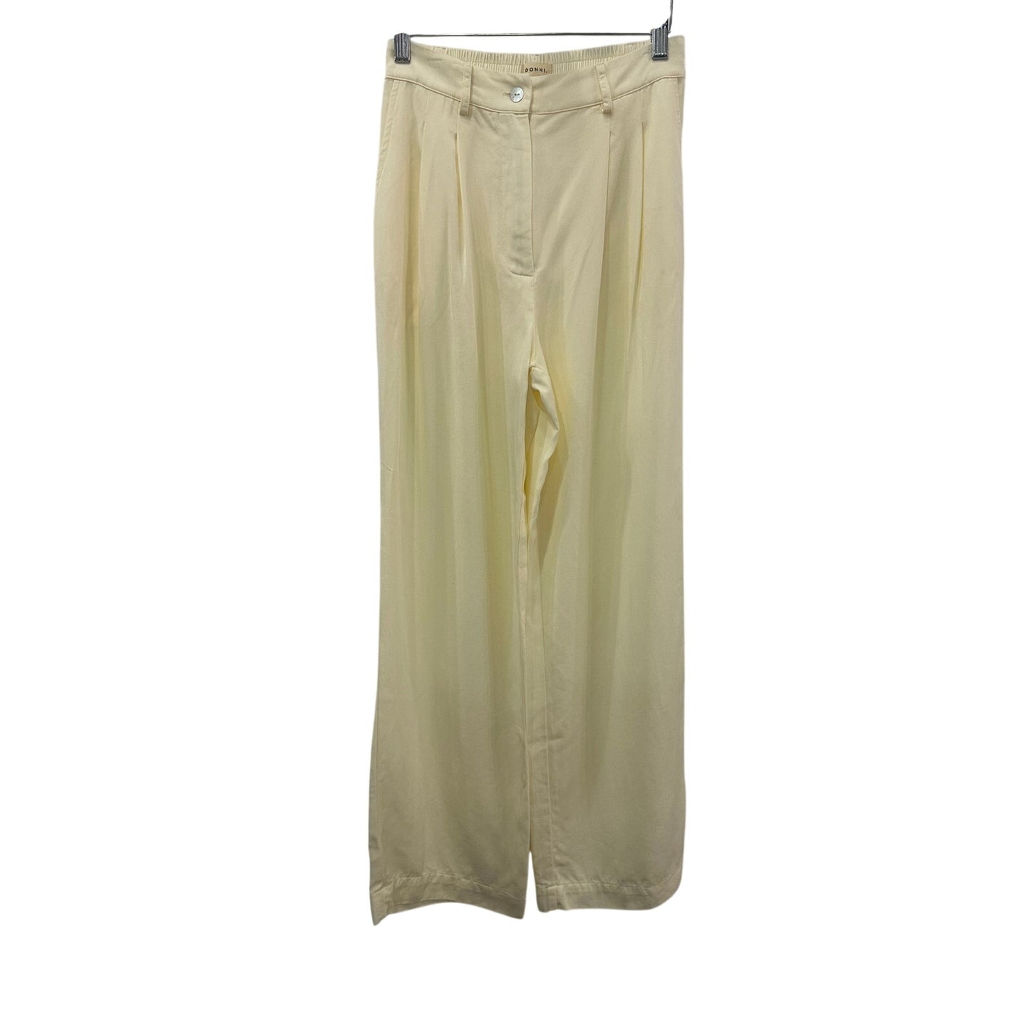 Donni Creme Pleated Button Front Cropped Vest Trouser Pants Women's