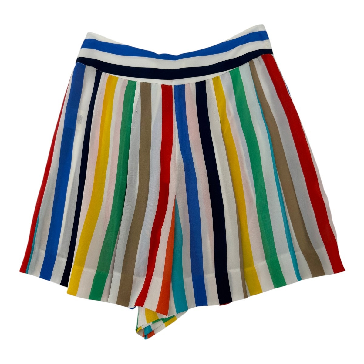 Alice + Olivia Rainbow Stripe Pleated High Waisted Flutter Shorts