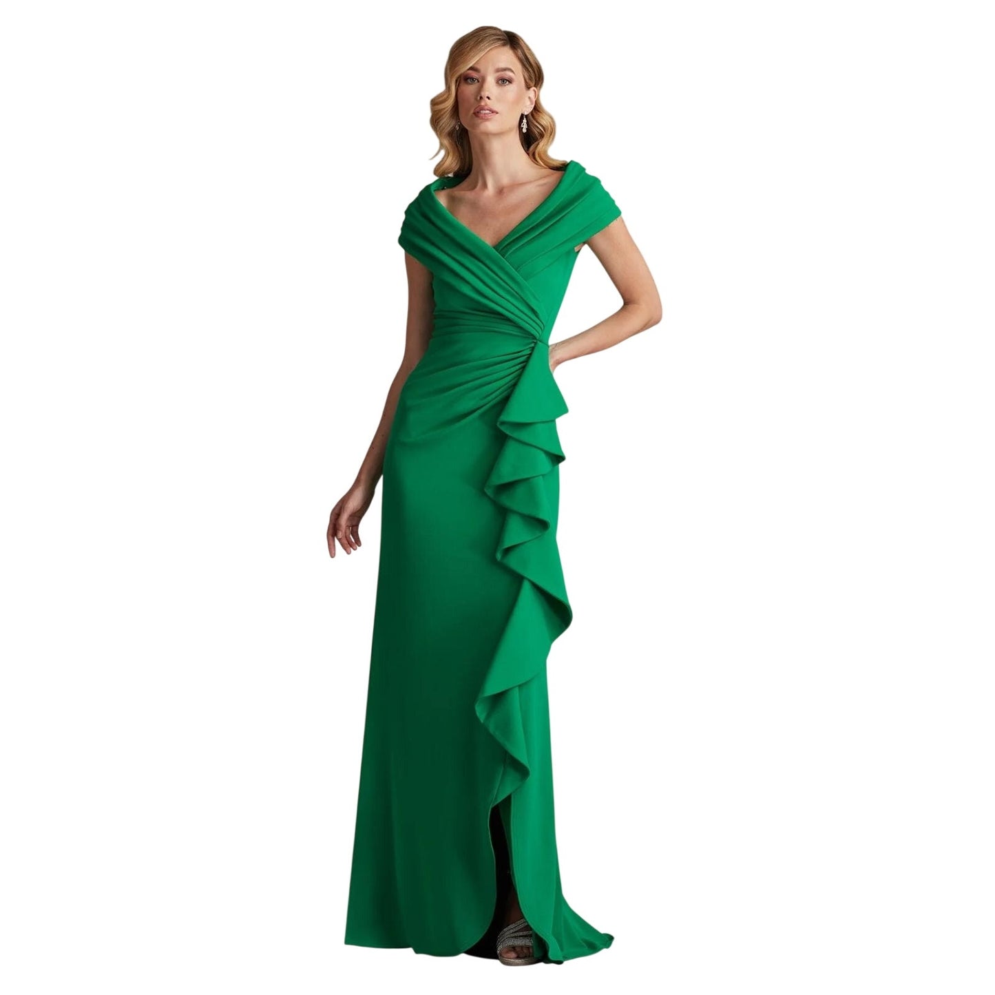 Tadashi Shoji Talise Waterfall Flounce Gown