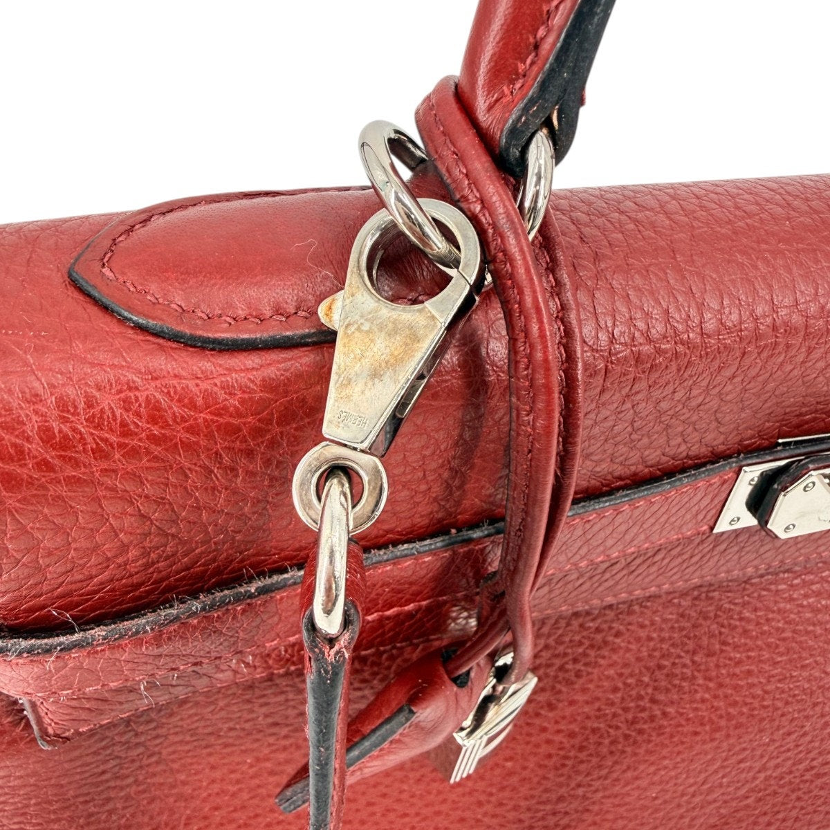 Hermes Kelly Retourne 35 Rouge H Leather Palladium Shoulder Bag