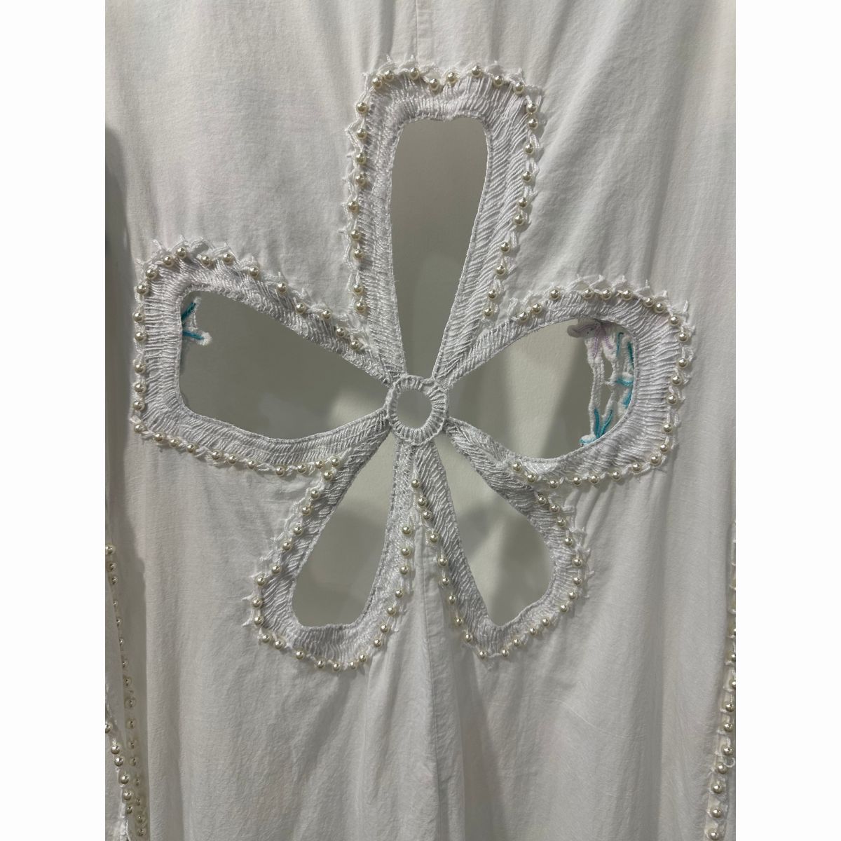 Myriam A. Embroidered Cutout Pearl Embellished Midi Dress White