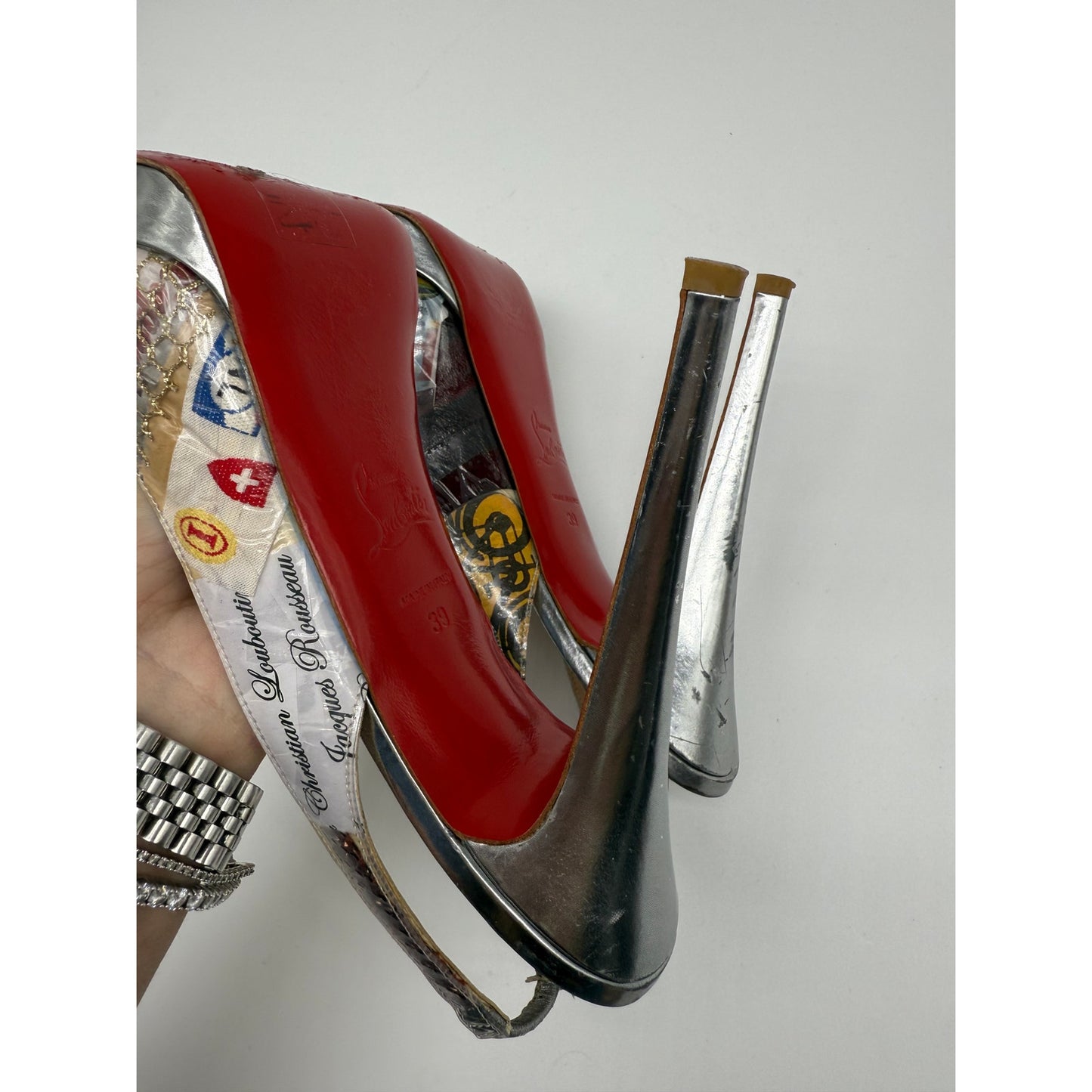 Christian Louboutin PVC Print Slingback Pumps Women's