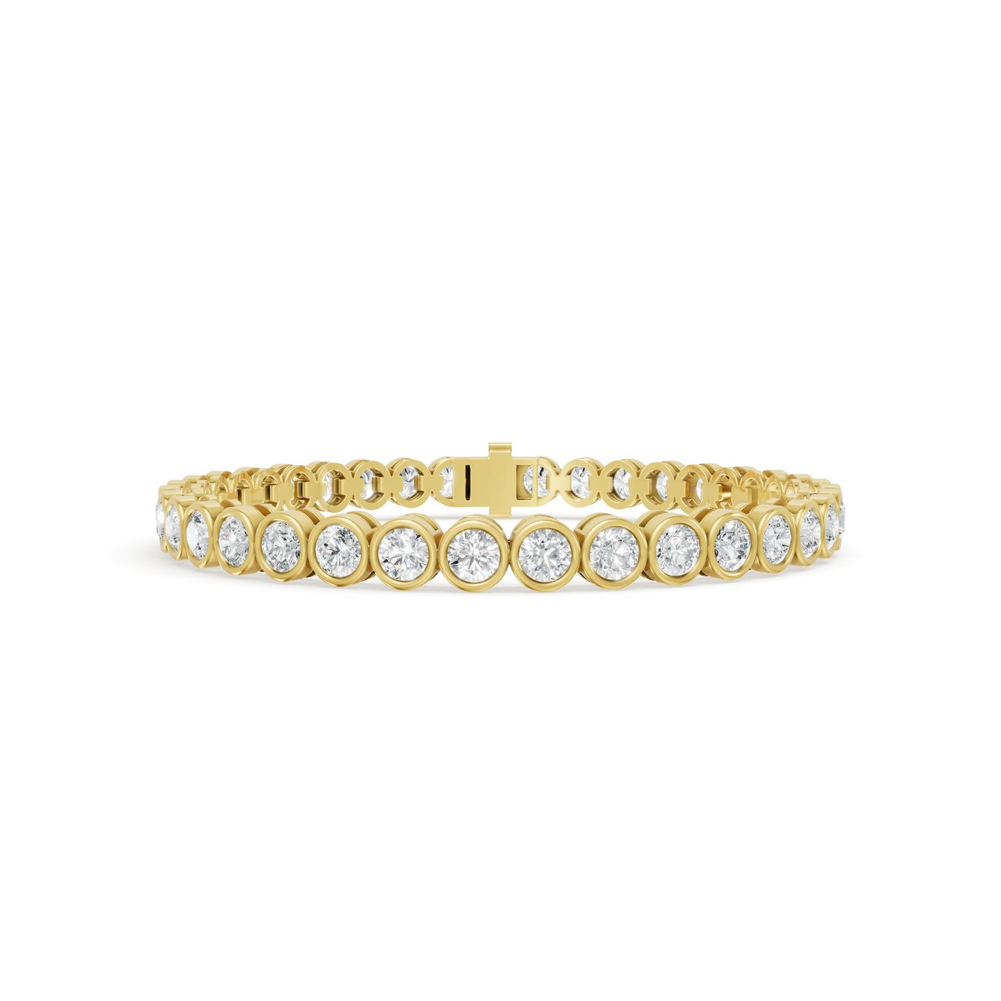 7.63 ctw Diamond Bezel 14K Yellow Gold Tennis Bracelet
