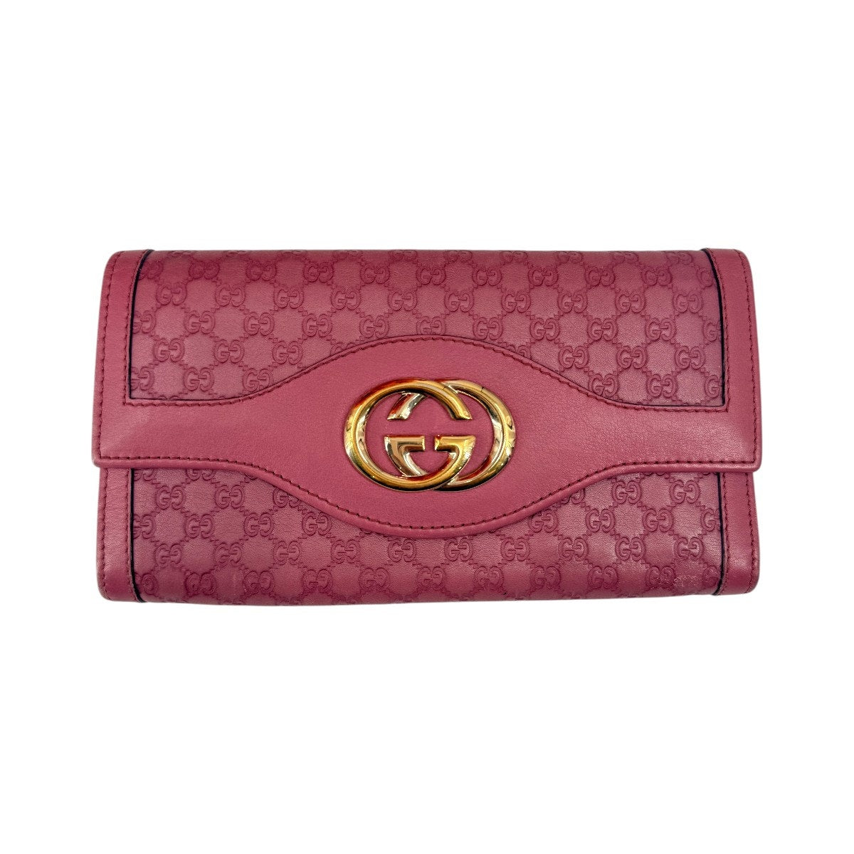 Gucci Microguccissima Embossed Leather Continental Wallet Pink Women's OS