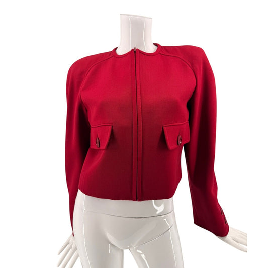Valentino Classic Cropped Long Sleeve Full Zip Jacket