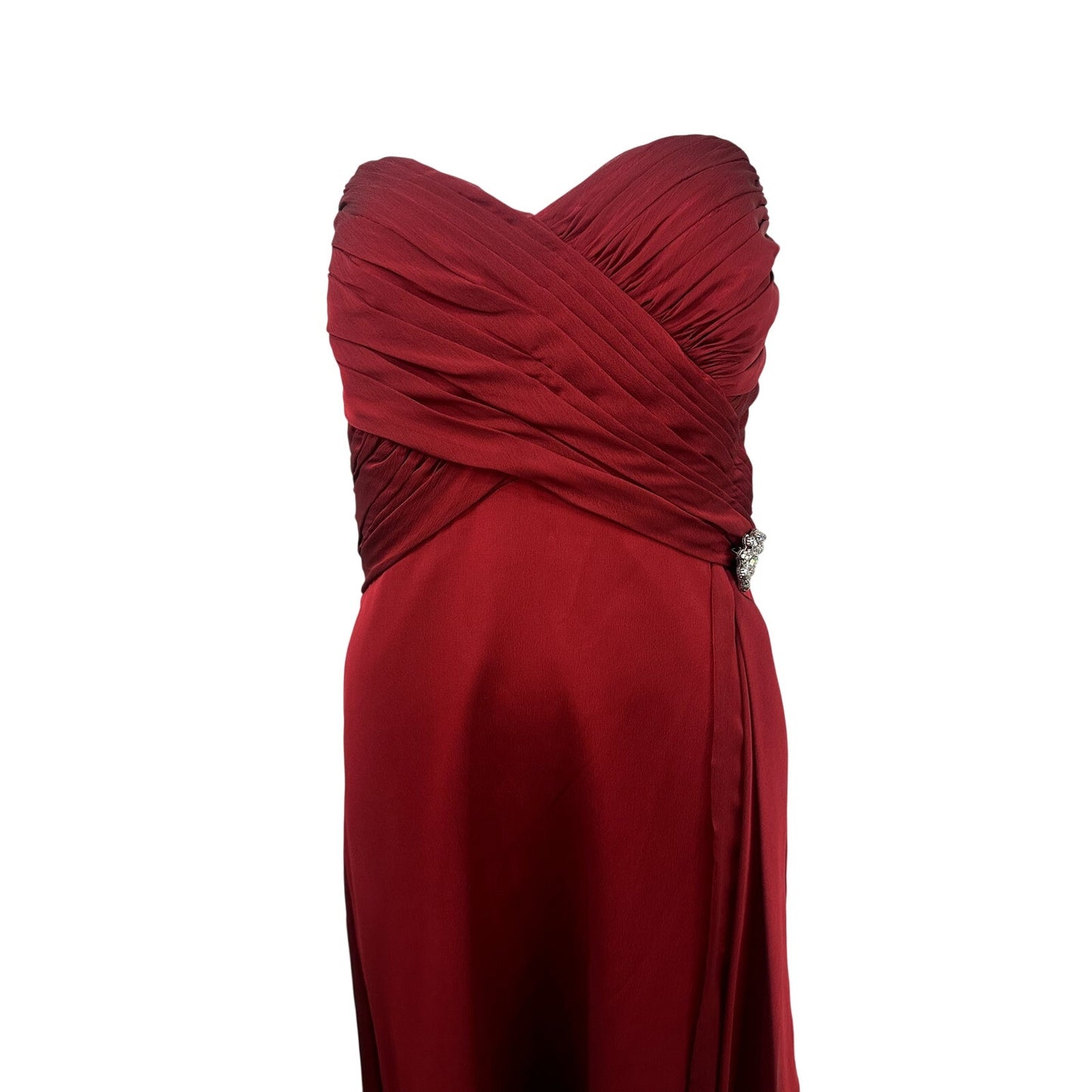 Belsoie Strapless Ruched Chiffon Formal Maxi Gown New