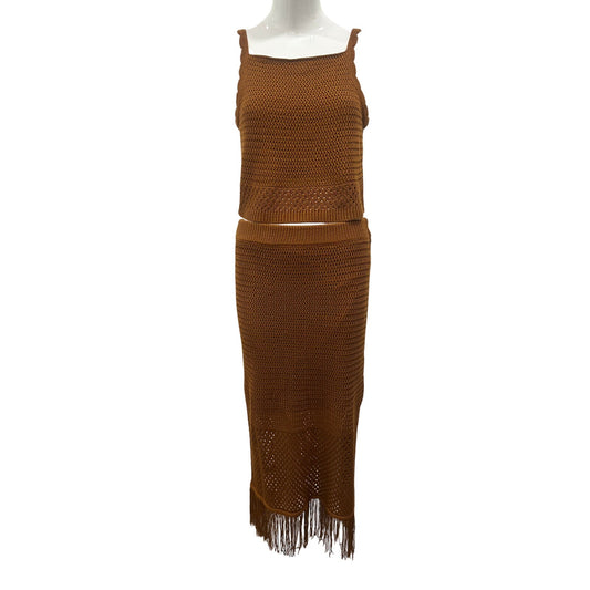 House of Harlow 1960 Crochet Fringe Top Maxi Skirt Set