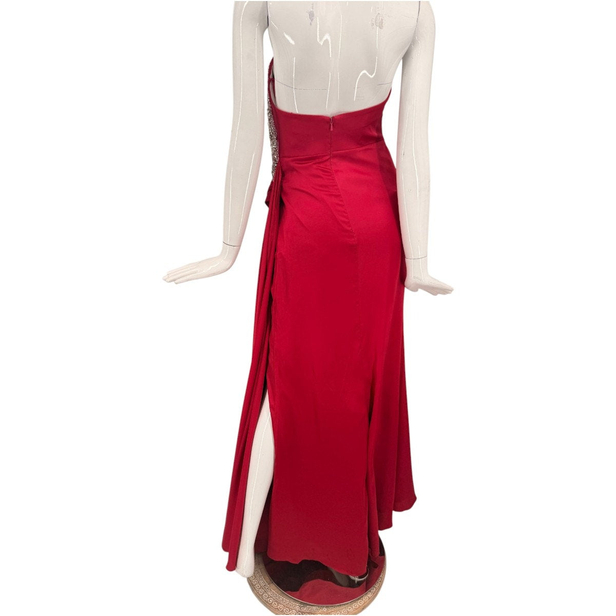 Mac Duggal Pink Strapless Ruched Embellished Gown