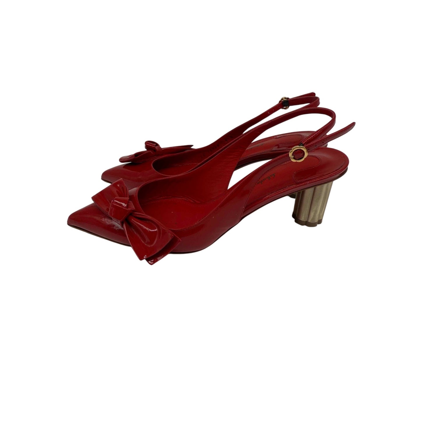 Salvatore Ferragamo Red Patent Leather Aulla Slingback Heels