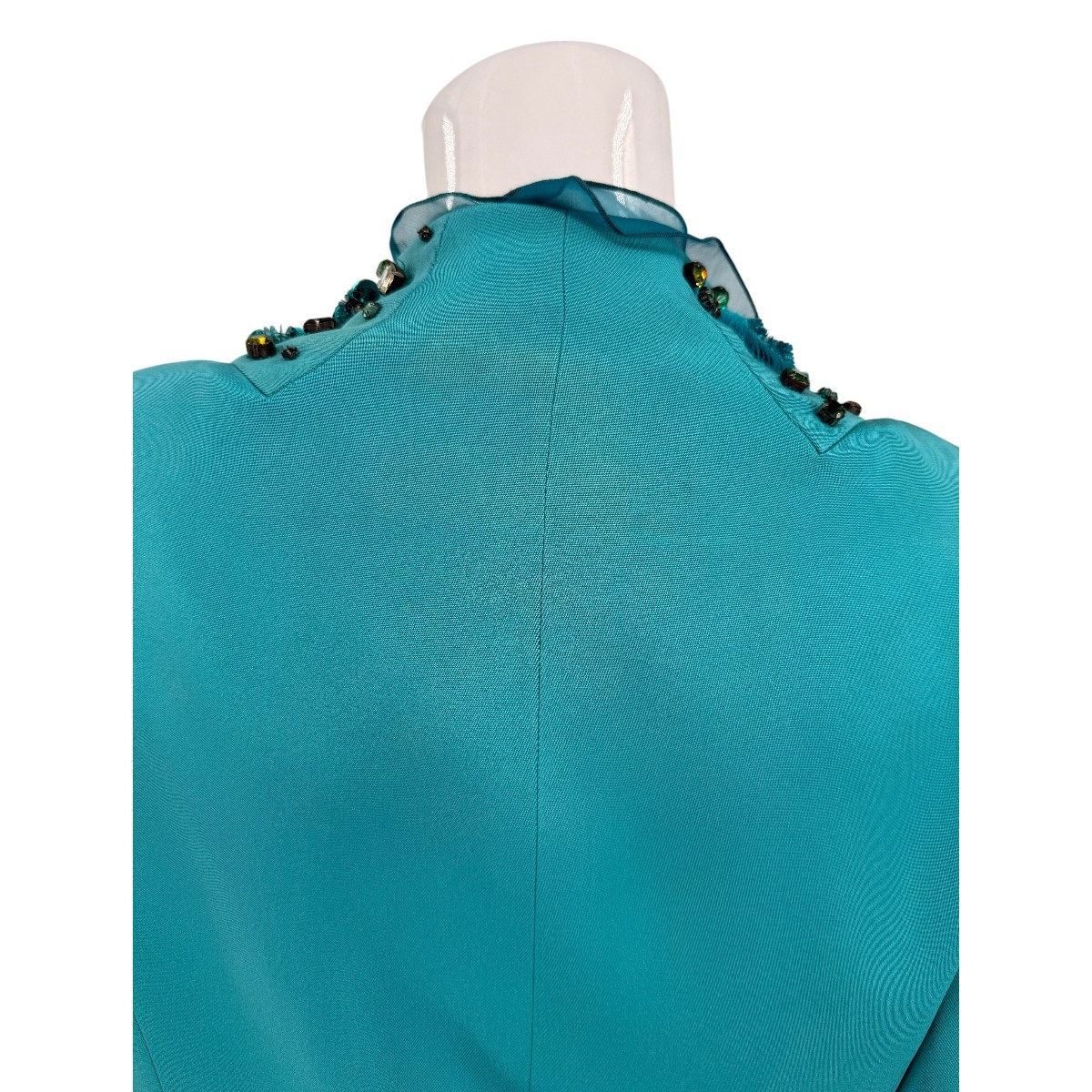 Valentino Silk Embellished Ruffle Open Front Blazer Jacket