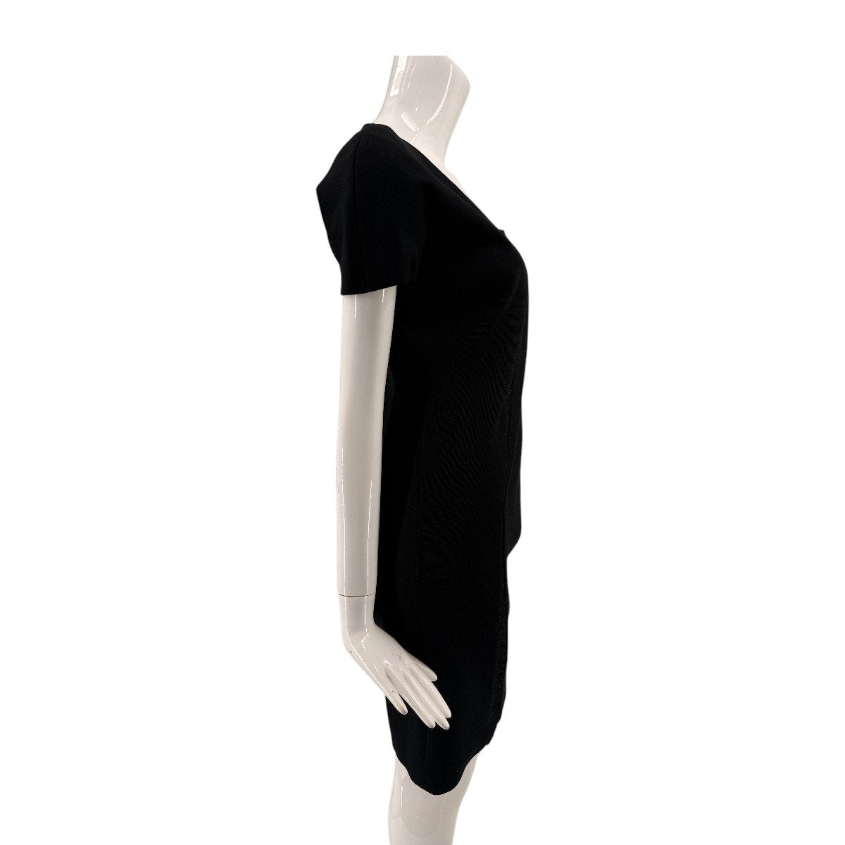 Emilio Pucci Black Lace Panel Sheath Dress Short Sleeve Knee Length Women's 12