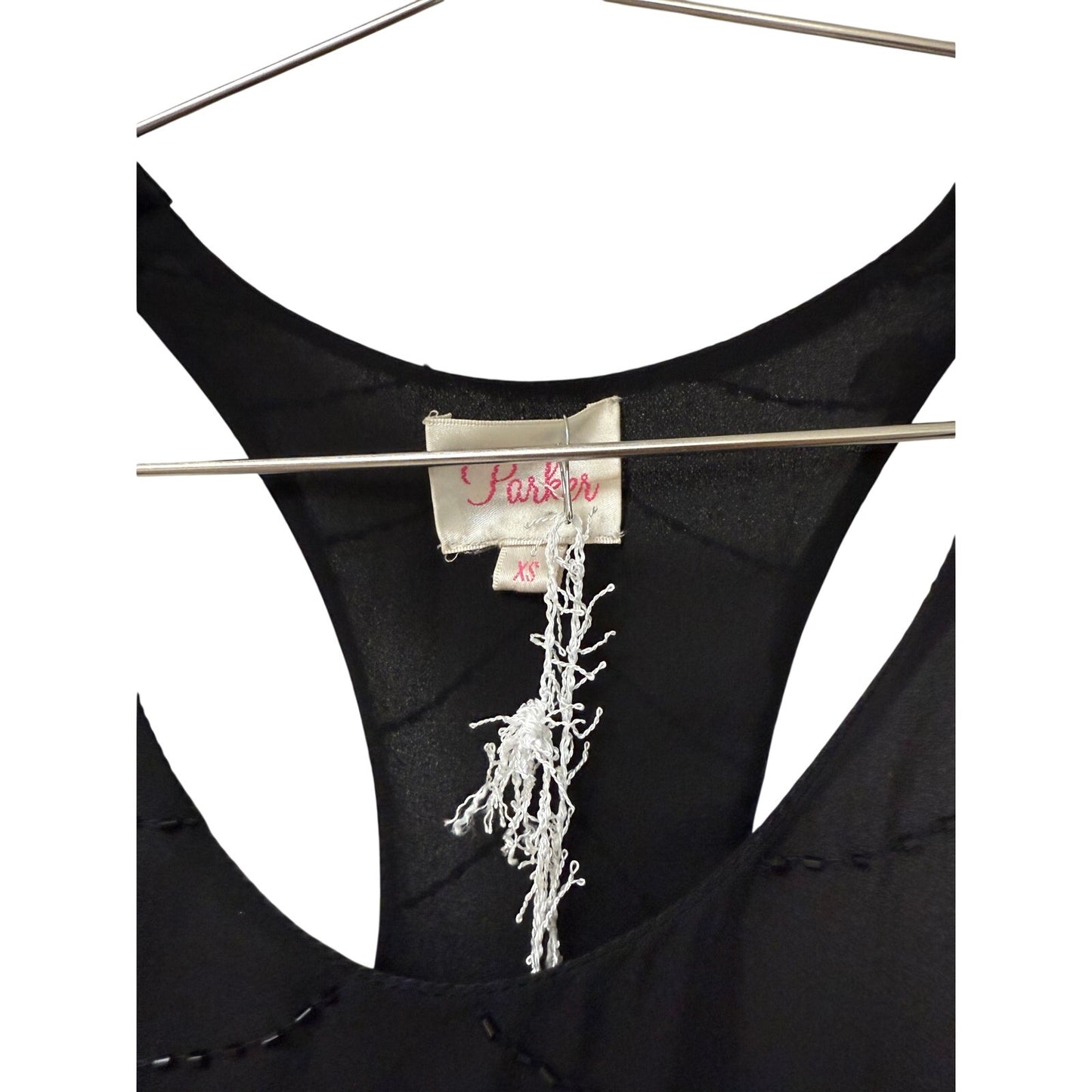 Parker Beaded Racerback Tank Top Black Embellished Women's XS NWT