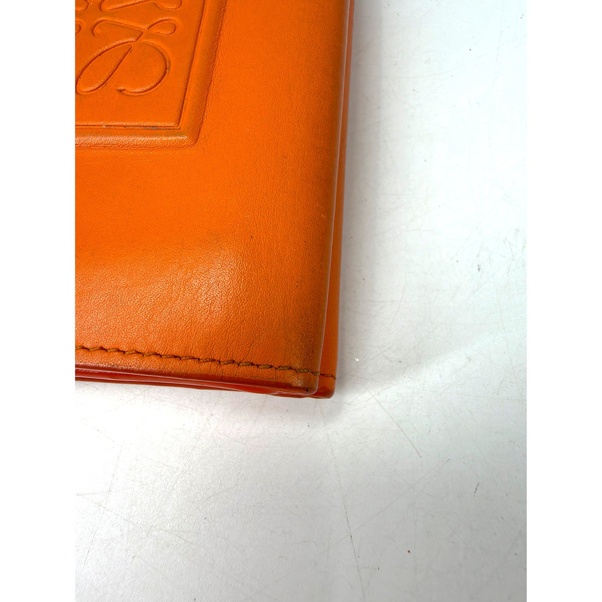 Loewe Anagram Embossed Leather Compact Wallet Orange