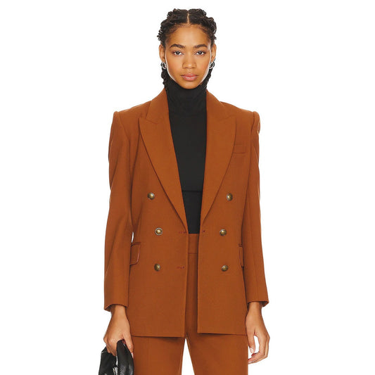 Frame Double Breasted Slim Blazer Jacket