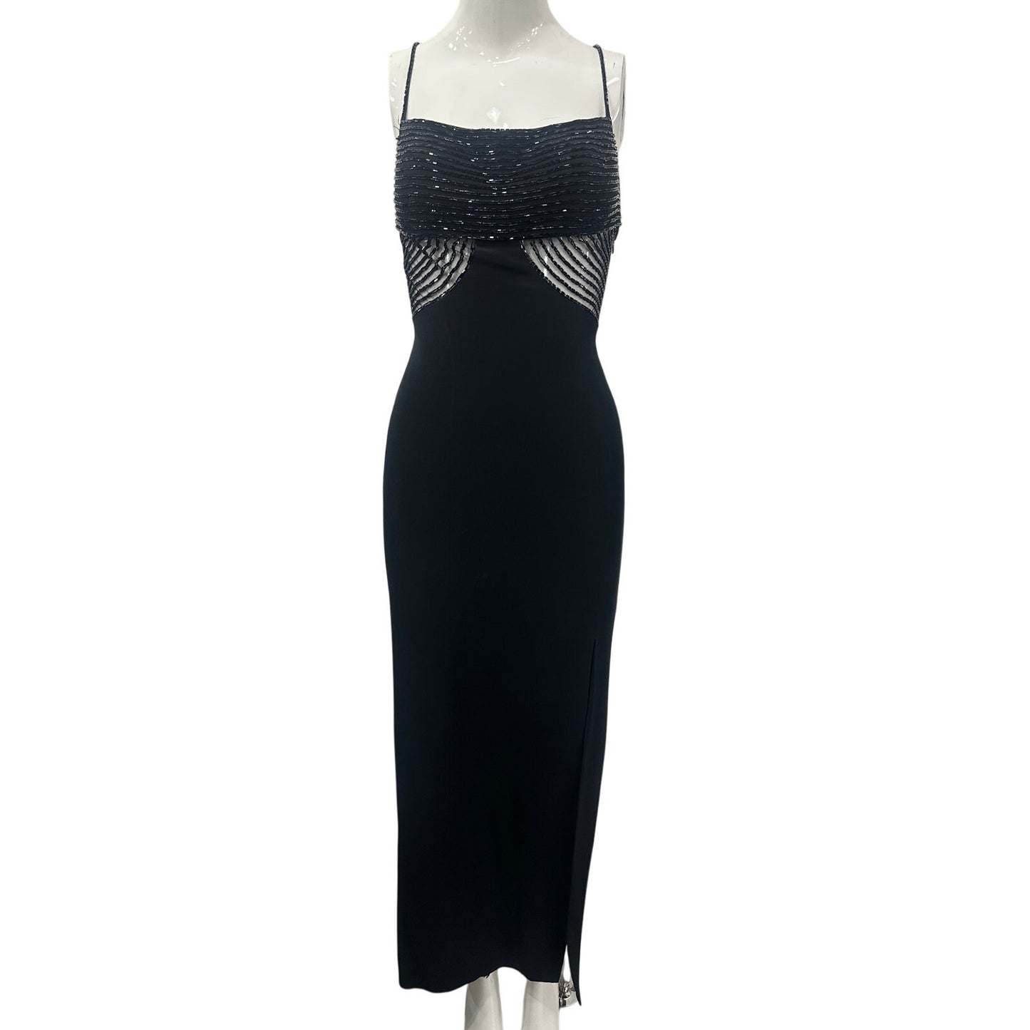 Niteline by Della Roufogali Black Beaded Strappy Formal Maxi Dress