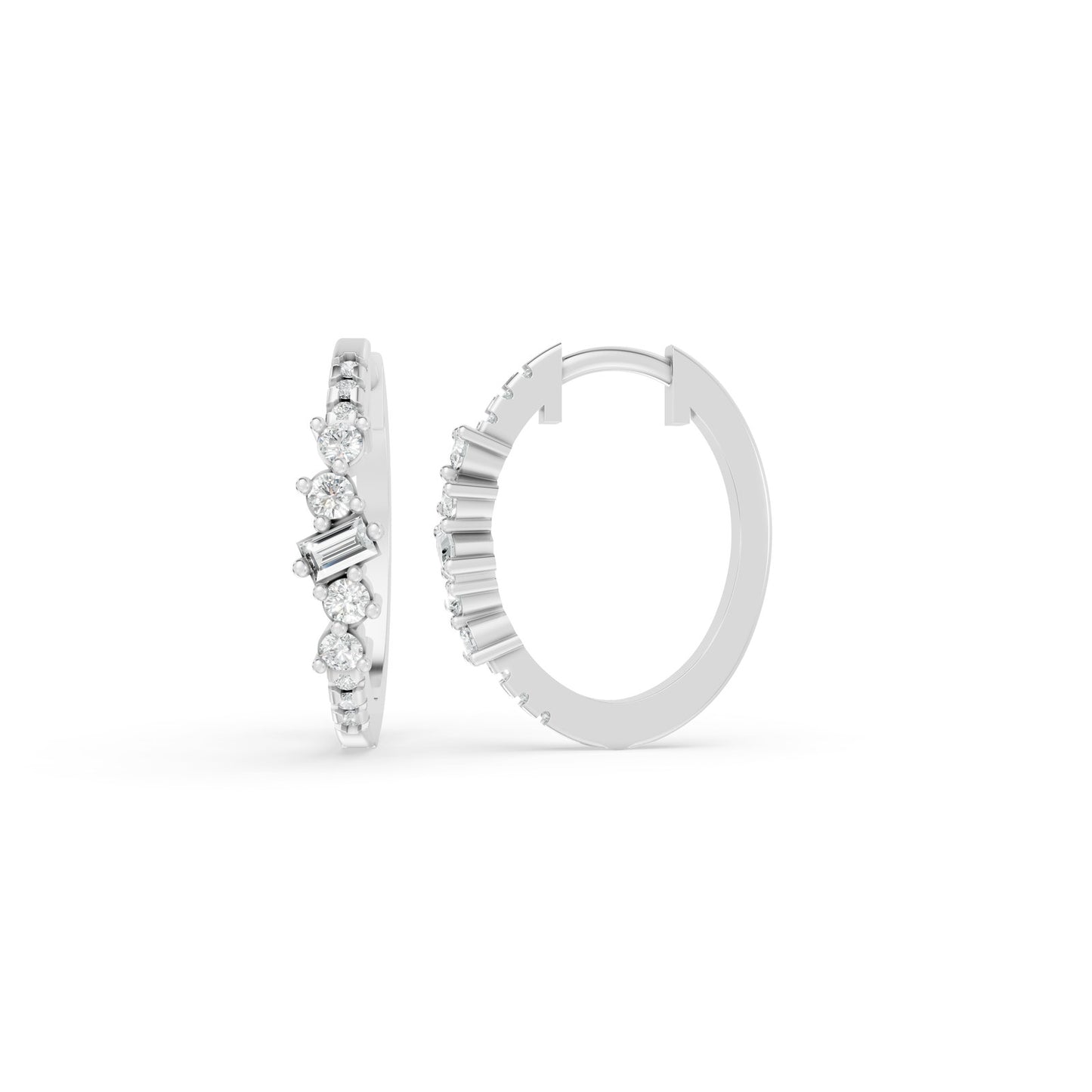 0.26 TCW 14K White Gold Diamond Huggie Hoop Earrings