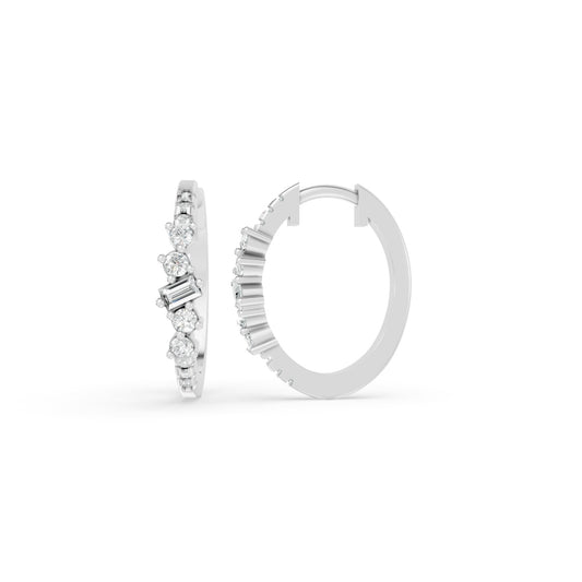 0.26 TCW 14K White Gold Diamond Huggie Hoop Earrings