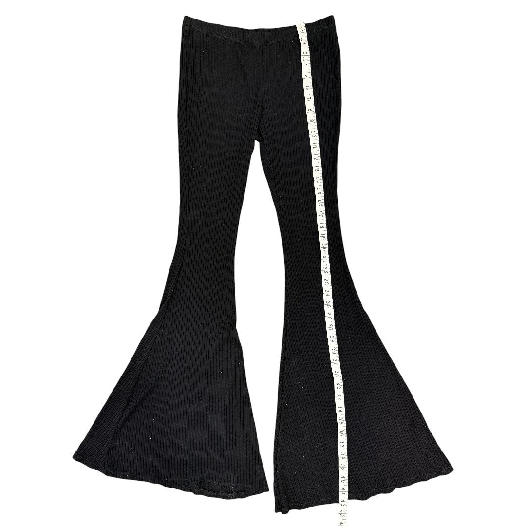 Promesa Black Ribbed Knit Bell Bottom Pull On Flare Pants