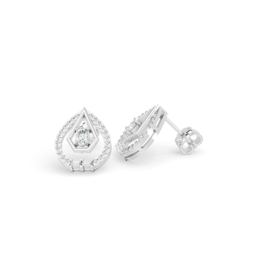 0.48 ctw 14K White Gold Diamond Teardrop Pear Cluster Stud Earrings