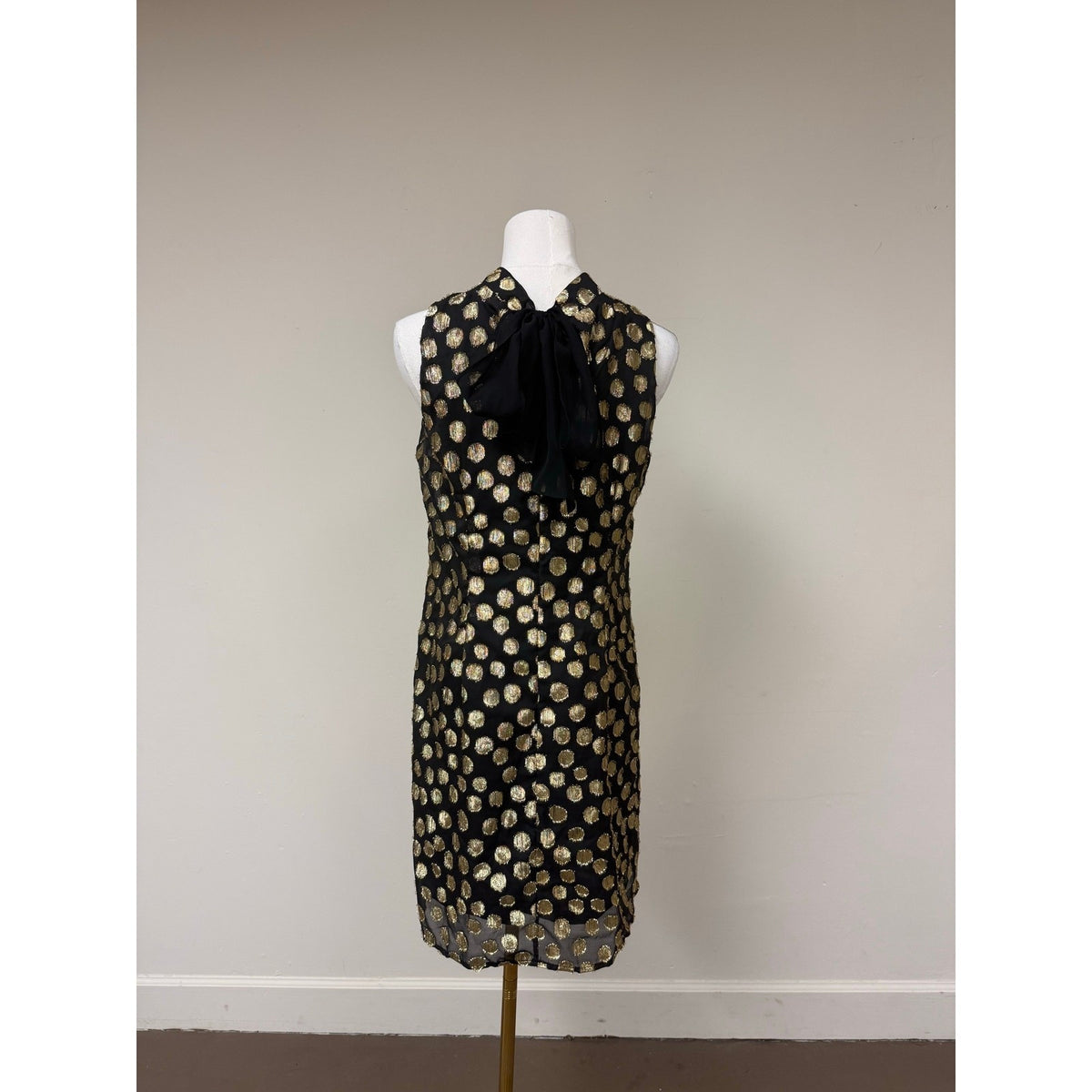 Signature by Robbie Bee Black Polka Dot Trapeze Dress
