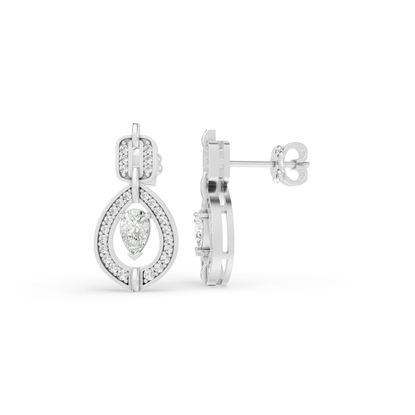 0.74 CTW 14K White Gold Diamond Dangle Earrings